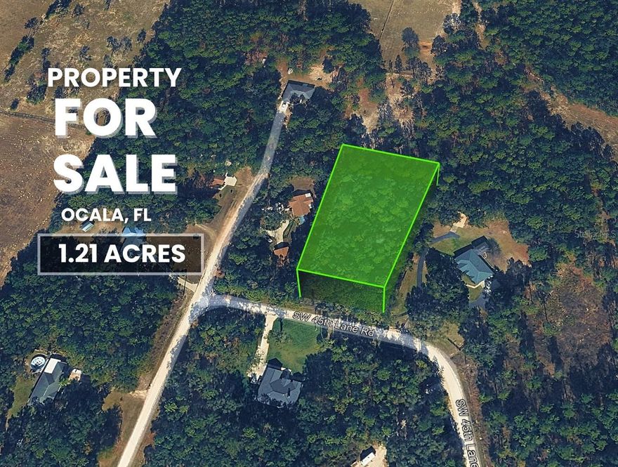 Discover the ideal setting for your dream home on this beautiful 1.21-acre residential lot located in the fast-growing Rolling Hills community of Ocala, Florida. This high, lightly wooded parcel sits just off SW 45th Lane Rd and offers privacy, natural beauty, and excellent elevation. Zoned R1 for site-built homes only, this property allows you to design your perfect residence, add a barn or workshop, store your RVs, boats, and outdoor toys, and even build a future pool, all with No HOA, No CDD, and electricity located directly in front of the lot.

Surrounded by trees, established homes, and new construction, the area provides a peaceful country atmosphere while still being close to everything you need. Enjoy quick access to restaurants, medical facilities, and shopping along the SR-200 corridor, all while being just minutes from Hwy 484 with convenient routes to I-75, Ocala, Dunnellon, the World Equestrian Center, Rainbow Springs, and major Central Florida attractions.

With 1.21 acres, this oversized lot offers ample space for a spacious homesite, a garden area, outdoor living spaces, room for a pool, and future expansion. Best of all, the property is NOT located in a flood zone. A qualified buyer can purchase this land with as little as 20% Down Payment, making this a prime opportunity in a rapidly developing area.

Whether you're planning your forever home or seeking a solid investment, this Rolling Hills parcel offers a perfect blend of peace and convenience, location, and potential.