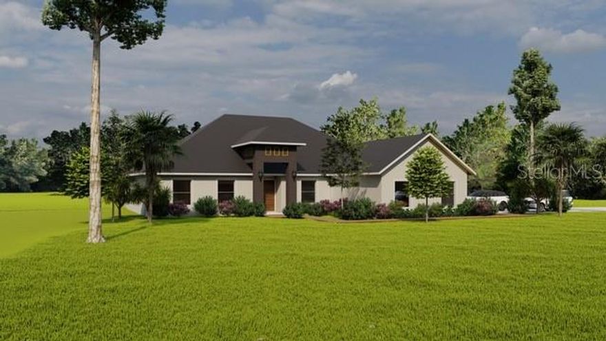 Under Construction. Welcome to Your Private Paradise in Via Paradisus

Tucked at the end of a quiet cul-de-sac within the gated equestrian community of Via Paradisus, this stunning residence offers an exceptional combination of elegance, privacy, and natural beauty. A canopy of majestic Granddaddy Oaks greets you as you enter this serene setting, where miles of Florida Greenways & Trails are accessible for horseback riding, hiking, and biking, ideal for equestrians and outdoor enthusiasts alike.
Step inside the double entry doors to a light-filled foyer and a spacious open floor plan designed for entertaining and everyday comfort. The chef’s kitchen impresses with a dramatic waterfall edge center island, sleek quartz countertops, abundant cabinetry, and premium finishes, creating a seamless blend of style and functionality.
The primary suite is a luxurious retreat featuring French doors to the enclosed lanai, walk-in closets, and a spa-inspired bathroom with a soaking tub, double vanities, a private water closet, and show-stopping designer tile that sets the tone.
Enjoy the enclosed lanai, perfect for year-round relaxation and entertaining while overlooking the tranquil, natural surroundings. With its lush landscape, elegant homes, and exclusive access to miles of scenic trails, Via Paradisus is one of Ocala’s most sought-after equine communities.
All of this is just minutes from Silver Springs State Park, Downtown Ocala, and the World Equestrian Center, offering a peaceful yet convenient lifestyle. Rendering of home.