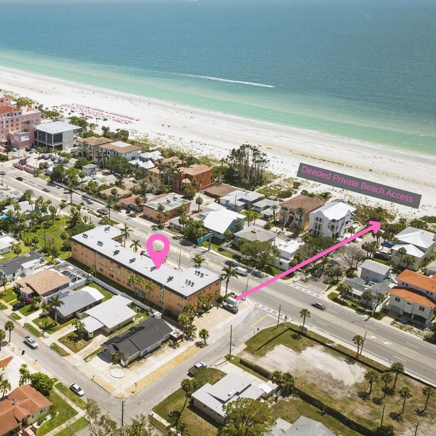 Rare opportunity! First Time on the Market. Welcome to 3575 Gulf Blvd #103, making its debut on the market after being lovingly owned by the same family for decades. This rare gem has been fully renovated from top to bottom, offering a fresh, modern coastal lifestyle in one of St. Pete Beach’s most desirable locations.  Inside, every detail has been thoughtfully updated. The condo features a Brand New Roof, Newer AC system, and New TANKLESS water heater, along with newly installed hurricane-rated impact windows and doors for peace of mind. Elegant plantation shutters frame the natural light, while fresh paint, neutral porcelain tile, and sleek modern finishes create a clean, move-in-ready feel. The kitchen has been completely redesigned with custom cabinetry, stylish quartz countertops, and all-new appliances, while the bathroom showcases a new double vanity, a TOTO toilet, and designer finishes and upgrades. From the flooring to the fixtures, this home has been transformed into a modern beachside retreat.
_________________________________________________________________________________________________________________
Live The Lifestyle You Deserve
Living on Gulf Blvd means you’re just steps from the sugar-white sands with deeded private access to St. Pete Beach, consistently ranked among the best beaches in the world.  Situated just steps from the world-famous Don CeSar Hotel, you’ll have access to one of the most iconic destinations on Florida’s Gulf Coast. Imagine strolling over for oceanfront dining, sunset cocktails, luxury spa treatments, or simply soaking in the ambiance of a landmark that has welcomed celebrities and travelers from around the world for nearly a century.
Not only are you steps from the sugar-white sands of St. Pete Beach, but you’re also a short bike ride to Pass-a-Grille, a favorite Gulf-front getaway for locals and visitors alike.  Spend your mornings walking the shoreline, afternoons exploring local boutiques and dining at world-class restaurants, and evenings enjoying vibrant sunsets right outside your door. Nearby, you’ll find watersport rentals, Marinas, Boat ramps, live entertainment, and quick access to downtown St. Petersburg for art, culture, and nightlife. Additionally, as a resident, you will have on-demand access to the Freebee transportation service. Whether you’re seeking a primary residence, a vacation retreat, or a smart investment in Florida’s most coveted coastal community, this condo offers it all.