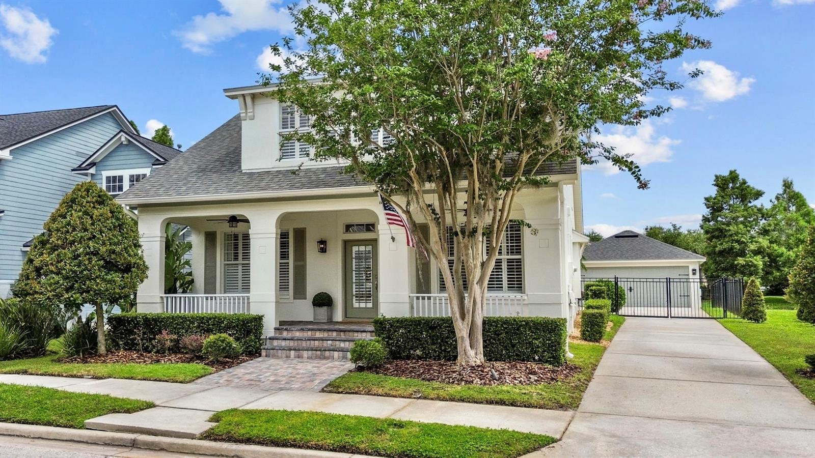 Welcome to the most desirable location in Westpark Village, a rare opportunity to own this beautiful Craftsman-style home nestled on a quiet cul-de-sac with tranquil pond views.
This spacious and well-appointed home offers 4 bedrooms, 3.5 baths, a private office, and a large upstairs bonus room, all within 3,043 square feet of living space. The inviting covered front porch with pavers sets the tone for the charm and character you’ll find throughout.
The first-floor primary suite features a luxurious en-suite bath with double vanity, walk-in shower, seperate soaking tub, private water closet, and an oversized custom-built walk-in closet. Also, on the main level is a private office with glass french doors, a formal dining room, and an open-concept kitchen with a breakfast area surrounded by windows for natural light.
The kitchen features white shaker cabinets, newer stainless steel appliances, granite countertops, an island bar with seating, large pantry, and breakfast nook. The kitchen opens to the living room, complete with built-in bookcases, fireplace, and nine-foot French doors that lead to a covered back porch overlooking a spacious fenced backyard with aluminum fencing, an open paver area, and peaceful pond views. The pavers on the back porch seemless flow into the open paver area of the backyard, doubling the outdoor entertaining space.
The first floor boasts 10’ ceilings which immediately upon entering give you a feeling of grandeur for the home, there is crown molding with detailed trim work throughout the first floor, plantation shutters on every window (except the utility window), a convenient half-bath, laundry room, and hardwood flooring. A detached two-car garage with a long driveway provides ample parking and gated for added privacy and generous spacing between neighboring homes.
Upstairs, enjoy all-new luxury vinyl flooring, a generous bonus room ideal for a kids' retreat or second living space, three additional bedrooms, and two full baths. One bathroom has been tastefully updated with granite countertops, a newer vanity, and glass shower enclosure. The other is a Jack-and-Jill bath shared between two bedrooms. Plantation shutters also cover these windows.
This home features two Trane HVAC systems (2020 & 2023), fresh interior and exterior paint, and home is NOT in a flood zone—and has never flooded. This home has been meticulously maintained and is in move-in condition.
All of this a short distance to the heart of Westpark Village, where you’ll enjoy access to community pools, tennis courts, parks, playgrounds, and a vibrant mix of local shops, dining, and entertainment.
Don’t miss this rare opportunity to own one of the most charming and ideally located homes in Westchase!