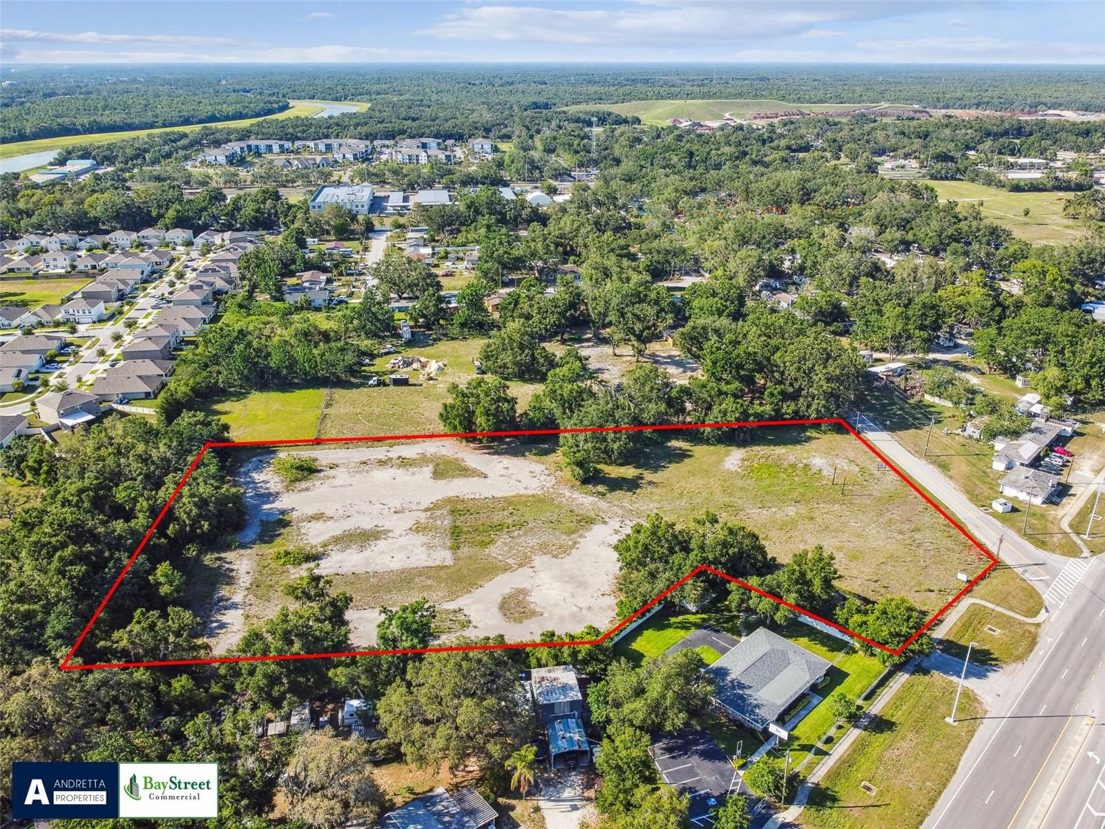 This 4.62 Acre parcel is located in Thonotosassa on busy US Hwy 301 North just with immediate access to I-75 and easily accessible to the University of South Florida Market. The property is almost entirely cleared and currently has a previous PD in place for a Mini Warehouse and Commercial development with 12,000 SF of mini warehouse and 9,500 SF of CG (Commercial General) which would allow for a host retail and office uses. There is direct access from US 301 as well as a great deal of frontage along Walker Rd. The Future Land Use of Suburban Mixed Use 6 (.35 FAR) would allow for a potential of 70,436 SF of mixed use development over 27 units.
Disclaimer: All references to potential development are based upon Future Land Use in the municipal development code. Brokers make no representations as to allowable use or development limits. Purchaser should consult professionals and the local municipality to determine property suitability.
Located in Thonotosassa on US 301 and Walker Road with close proximity to the I-75 interchange.