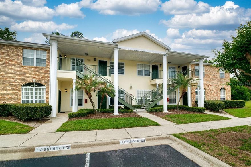 One or more photo(s) has been virtually staged. Welcome to this beautifully updated 2-bedroom, 2-bathroom first-floor end-unit condominium offering nearly 1,000 square feet of stylish and comfortable living in a prime Orlando/Oviedo location near UCF. This light-filled home features an open-concept living, dining, and kitchen layout with high ceilings, crown molding, tile flooring throughout, new lighting and fresh interior paint, creating a clean and modern feel from the moment you step inside. The renovated kitchen is a standout feature, showcasing white cabinetry, updated stainless steel appliances (2025), a pantry closet, and a cozy breakfast nook—perfect for both everyday living and entertaining. The kitchen flows seamlessly into the main living space, making it ideal for gathering with family and friends. A convenient laundry closet with stackable washer and dryer adds to the home’s functionality. Both bathrooms have been thoughtfully renovated with stylish, contemporary finishes. The primary suite offers a spacious retreat with a walk-in closet, ceiling fan, and a beautifully updated en-suite bathroom featuring a quartz-top vanity and tub/shower combination. The secondary bedroom is well-sized and versatile, with easy access to the renovated hall bathroom featuring a fully tiled, modern shower. French doors lead to a screened-in rear lanai, providing a peaceful outdoor space to relax and unwind, along with an additional exterior storage/utility closet. This unit also includes a reserved parking space conveniently located directly in front of the home. Located in a quiet, well-maintained community known for its friendly neighbors and low monthly HOA fees, residents enjoy easy access to everything Central Florida has to offer. Walk or bike to UCF’s main campus, and enjoy being just minutes from shopping, dining, and major roadways including SR-408. Whether you’re a first-time homebuyer, investor, or looking for low-maintenance living in a safe and convenient location, this move-in-ready home is an exceptional opportunity. HVAC - 2022 WATER HEATER - 2022