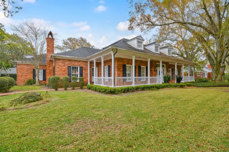 Step into the epitome of Southern elegance with this stunning custom brick home, nestled within the esteemed Golfview neighborhood. Reminiscent of the timeless South Carolina Low Country style, this residence sits majestically on a sprawling 140x130, .4-acre lot, exuding both prestige and charm. As you enter through the grand 2-story foyer, adorned with classic black and white marble flooring, you're immediately enveloped in an atmosphere of refined sophistication. The formal living and dining rooms boast wide plank heart of pine flooring, adding a touch of warmth and character to the space. The heart of this home lies in its inviting family room, complete with a cozy fireplace, seamlessly flowing into the breakfast area and renovated kitchen. Discover antique brick floors that lend a sense of history and character, while modern conveniences abound with newer appliances, including a state-of-the-art 6-burner gas cooktop, warming drawer, icemaker, wine cooler, and a luxurious Miele Coffee Maker. The kitchen's centerpiece is a spacious cooking island, perfect for culinary adventures and entertaining alike. Retreat to the sumptuous downstairs master suite, where large windows offer serene views of the meticulously landscaped backyard. Pamper yourself in the expansive bathroom, featuring a rejuvenating Jacuzzi tub and separate shower, alongside 3 walk-in closets adorned with custom built-ins. For the discerning bibliophile, the library beckons with its own fireplace and custom built-in bookcases, providing the ideal setting for quiet reflection or scholarly pursuits. Ascend the formal staircase or take the back staircase to the second floor, where you'll find three additional bedrooms, two baths, and a spacious storage room. Need additional space for guests or recreational activities? The bonus room above the garage, accessible from the family room, offers versatility as a fifth bedroom or flex space to suit your lifestyle needs. A full bathroom is nestled at the bottom of the steps, through the in-home laundry room and can double as a future pool-bath. Practicality meets luxury with a dedicated laundry room leading to a fourth bathroom and a convenient 3-car side-load garage. French doors from the family room and breakfast area seamlessly transition to a covered porch and expansive brick patios, where outdoor entertaining is elevated amidst lush greenery and meticulously manicured gardens, with ample room for a custom pool. An opportunity to tailor this Southern residence to your personal taste, and live in unparalleled luxury in the heart of Golfview.