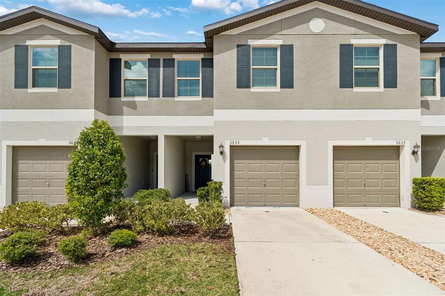 Move-in ready townhouse nestled within the gated community in Meadow Pointe offering the perfect blend of modern comforts and serene surroundings. This townhouse features three bedrooms, 2 1/2 bath, 1 car garage provides ample living space for all to enjoy. Step inside into a spacious living room, 1/2 bath, kitchen, and access to the garage. The kitchen boasts a sleek, modern look with a convenient breakfast nook, creating the perfect setting for casual meals or morning coffee. Step out onto the screened patio and immerse yourself in the tranquility of nature, with breathtaking views of the lush conservation area, providing a peaceful retreat for outdoor dining or relaxation. The second level offers a versatile loft space, laundry room, and bedrooms. Master bedroom, overlooking conservation, complete with an en suite bathroom with dual sinks and walk in shower, and a spacious walk-in closet, providing a luxurious haven for rest and rejuvenation after a long day. With a split floor plan, two additional bedrooms across the hall can be used as a guest room, home office, or hobby space. A  private washer and dryer room with shelving great for storage located in between. Enjoy the security and exclusivity of a gated community, complete with amenities such as a swimming pool, gym, clubhouse, tennis courts, dog park and walking areas. Close to shopping, dining, schools, hospitals and interstate. Schedule your private showing today and make your Florida dream home a reality.