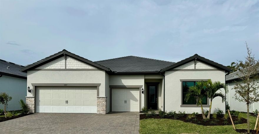 Easley floor plan with 3 car garage option.  No pool and preserve view.