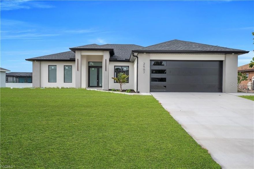 Your Dream Home in Lehigh Acres Awaits!!!!!!!!!!Discover this stunning New Construction 1,629 sq. ft A/C and 2,396 sq ft total area. Property that perfectly blends comfort, elegance, and functionality—ideal for families seeking a modern and secure lifestyle. Key Features: Impact-resistant windows and doors for peace of mind Porcelain tile flooring low-maintenance, spectacular kitchen and Bathrooms with quartz countertops and stainless-steel appliances, Wood cabinets, double vanities in the master bathroom, custom shower and walk-in closet Coffered ceilings adding style and spaciousness , side exit door from the garage for added convenience. Dining room with wine cooler, ideal for entertaining family and friends. Prime location in Lehigh Acres: close to schools, parks, and shopping. This property is more than just a house—it’s a lifestyle waiting for you. Schedule your visit today and experience it firsthand! CALL FOR YOU PRIVATE SHOWING!!!!!!!!!