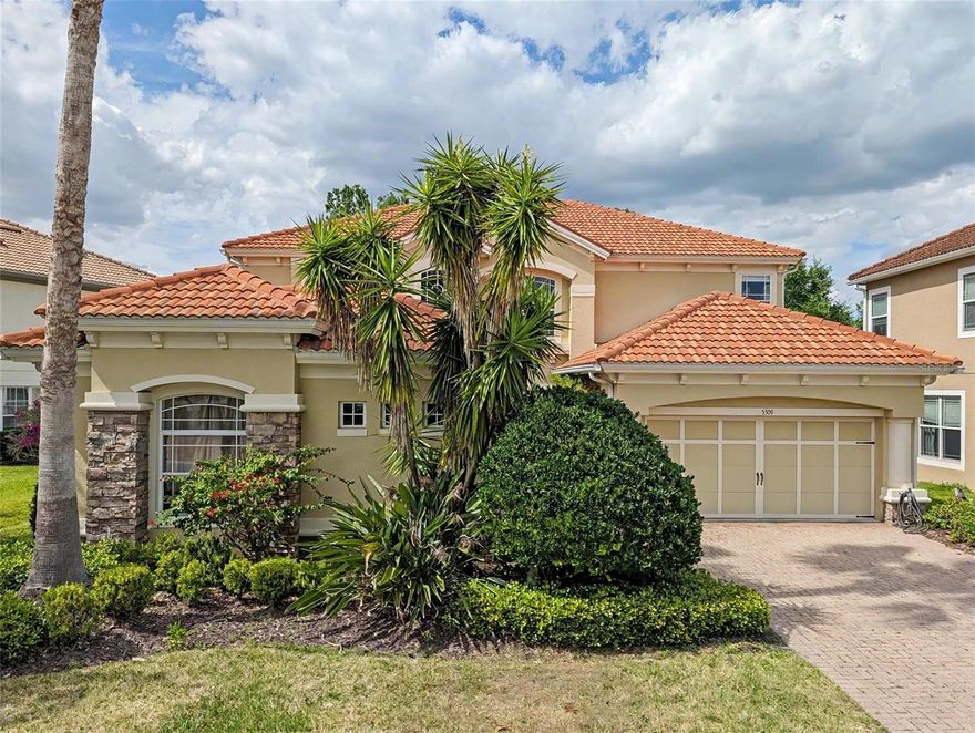 This is a 5 bedroom, 3 bathroom home with pool and pond views located in the gated Sonoma community! The furnishings are optional. This two-story Mediterranean-style home features a barrel tile roof, paver driveway, 3-car garage, and a private gated courtyard entry with tropical landscaping. Inside, engineered hardwood flooring runs throughout the main living areas and bedrooms, with tile in the kitchen and bathrooms. The two-story foyer features arched doorways and leads to the formal dining room, which has a trey ceiling, and the formal living room, which is framed by decorative arches and large windows. The kitchen features granite countertops, oak raised-panel cabinetry, stainless steel appliances, a tile backsplash, and a center island with additional prep space. A breakfast bar provides casual seating between the kitchen and the spacious family room. The kitchen also includes a walk-in pantry with built-in shelving and a butcher block counter. The family room is open to the kitchen and features sliding glass doors that lead out to the screened lanai, offering views of the pool and the natural setting beyond. A dedicated laundry room with white shaker cabinetry, a utility sink, butcher block countertop, and a stacked washer and dryer is located on the first floor. One of the five bedrooms is located on the first floor with its own full bathroom featuring a split layout with a separate vanity area and a private toilet and shower area, making it well suited for guests. Upstairs, the master bedroom features a trey ceiling and large windows with views of the surrounding trees and greenery. The master bathroom includes his and hers sinks with a makeup vanity between them, a garden tub, and a separate walk-in tiled shower with a glass enclosure. Three additional bedrooms are located upstairs and share a full bathroom with a split layout featuring a separate vanity area and a private toilet and tub/shower combination. A large office space is also located on the second floor, with large windows overlooking the trees, providing a great work-from-home setup or flexible living space. The screened lanai features a free-form shaped pool overlooking a landscaped yard with mature pine trees and views of a pond and natural preserve-like setting. Sonoma is a gated community offering a cabana-style community pool, a tennis and basketball court, a playground, and back-entrance access to the Manatee Conservatory Park, which features 55 acres of walking trails, a covered pavilion, and a fishing dock. The community is located just off University Parkway, close to I-75, the Sarasota-Bradenton International Airport, and University Town Center with its shopping and dining. Benderson Park, Lakewood Ranch, downtown Sarasota. Please allow up to 30 days after lease signing for community approval before move-in. We score every application. If an application doesn't score high enough, the resident may be required to place the equivalent of two months' rent in a security deposit. Please be aware that leasing this property includes a non-negotiable Home Assistant Services Package at an additional $39 per month. These services and their cost are separate from Tenant's monthly rent payment and all other payments described in the Lease or any separate Lease addendums. The Home Assistant Services offered are described in the Resident Welcome Packet, which can be viewed on our website at Sarasota Management & Leasing.