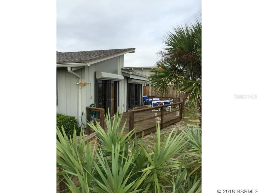 VERY RARE OPPORTUNITY TO OWN ONE OF THE FEW DIRECT OCEAN FRONT HOMES AT SEA DUNES! THIS WELL MAINTAINED, ONE OWNER HOME IS LOCATED IN THE STARFISH HOA OF SEA DUNES AND SITS "RIGHT ON THE SAND" WITH AMAZING DUNES, BEACH AND OCEAN VIEWS. PLENTY OF ROOM TO STORE THE TOYS IN THE ATTACHED GARAGE WITH HUGE ATTIC SPACE. SPACIOUS, OPEN FLOOR PLAN WITH ENORMOUS KITCHEN, LIVING AND DINING SPACES OPENING TO A PRIVATE DECK AND JUST STEPS TO THE BEACH. WITH ONLY TEN HOMES IN THE HOA YOU'LL ENJOY A "PRIVATE" POOL AND TENNIS COURT. THREE BEDROOMS, TWO BATHROOMS. ELECTRIC STORM SHUTTERS MAKE IT EASY TO "CLOSE AND GO" WITH THE COMFORT OF KNOWING IT WILL BE JUST AS YOU LEFT IT WHEN YOU RETURN! THE LOCATION IS UNMATCHED ON NEW SMYRNA BEACH'S COVETED "NO DRIVE" BEACH. ;Water: City