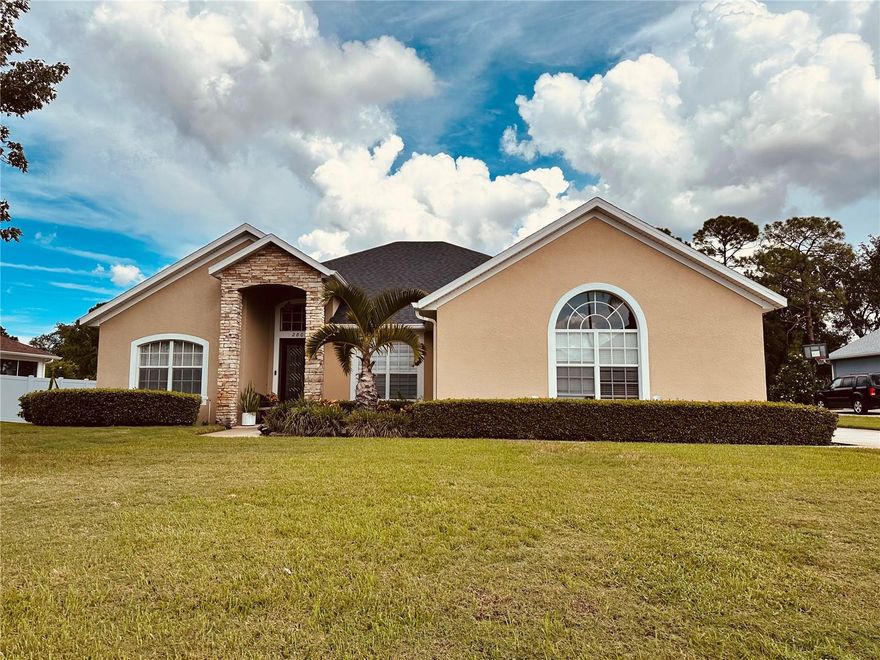 Welcome to an amazing home with 3 Bedroom & 2 Bathroom 2,436SF with heated pool in the desirable community of Hammock Pointe on rare .46-Acre lot open and bright layout. The living room featuring 12-Foot Ceilings. The kitchen is equipped with quartz countertops, stainless steel appliances & eat-In breakfast bar. The Primary Suite Offers a generous walk-In closet, dual vanities super spacious shower. Split layout offering privacy to 10-Foot ceilings bedroom, French doors lead into the peaceful backyard views. Step outside to your screened pool, perfect spot for relaxation and entertaining. Oversized 2-car garage & extended driveway. Equipped with well water, water softener, septic tank and sprinkler system. Mature landscaping. Heated pool with solar panels, water softener 2019, A/C 2019, Paint 2020 & Roof 2022 Minutes from Lake Nona, Medical City, VA Hospital, shopping, dining, top-rated schools. Enjoy one of the few neighborhood where there is plenty of space between the homes and ample front and back yards. This community is perfect for walking to enjoy nature. Se habla espanol.