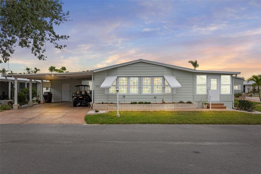 One or more photo(s) has been virtually staged. Charming 2-Bed, 2-Bath Home in Kings Gate Club – A Premier 55+ Community!

Welcome to Kings Gate Club, a sought-after 55+ community where you own both your lot and home—offering the perfect blend of low-maintenance living and resort-style amenities! This oversized 2-bedroom, 2-bathroom home is bright, airy, and immaculately maintained, featuring a built-in workstation and a spacious Florida room/sunroom to soak in the sunshine year-round.

Recent updates include brand-new luxury vinyl plank flooring (2024) in the main living areas, cozy carpet in the bedrooms, and a new roof (house 2024, sunroom 2025). The kitchen boasts newer appliances, ensuring modern convenience. With a 2-car carport, you’ll have plenty of space for parking and storage.

Kings Gate Club offers an exceptional array of amenities to enrich your Florida lifestyle. Enjoy private water access to the canal leading to Dona Bay, a private boat ramp, and RV/boat storage. Stay active with pickleball, tennis, shuffleboard, bocce, and a 24-hour fitness center with saunas and a hot tub. The clubhouse is the heart of the community, featuring a game room, craft room, woodworking shop, and more. Plus, the HOA covers cable, internet, water, sewer, trash, and lawn care, making life even easier!

Located just 4 miles from the North Jetty and less than 15 miles from the world-famous Siesta Key Beaches, this home is an ideal winter retreat or year-round residence in a golf cart-friendly community.

Partially furnished home

Don’t miss this opportunity to own a piece of paradise—schedule your showing today!