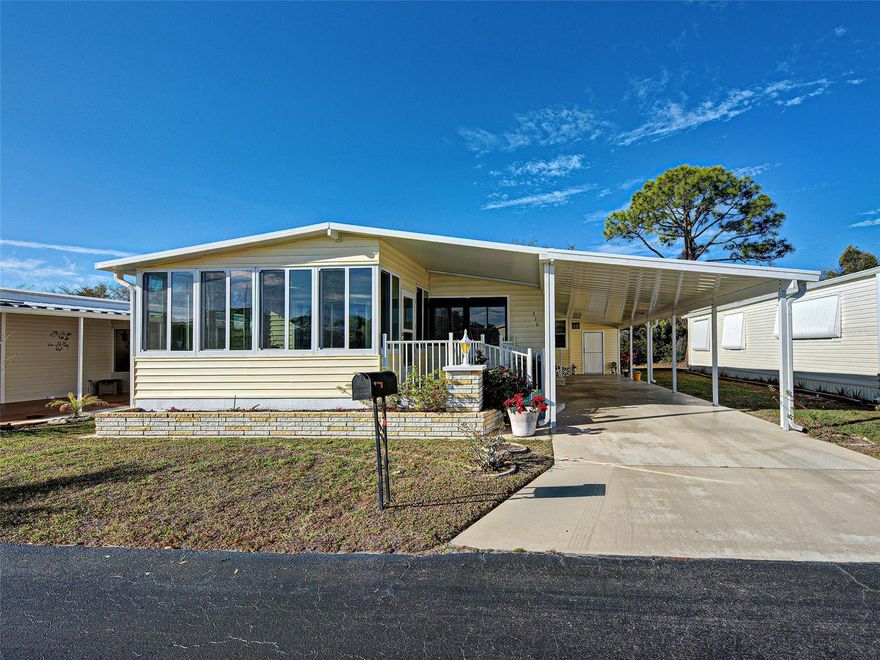Welcome to easy Florida living in The Arbors of Osprey! This charming 2-bedroom, 2-bath mobile home offers generous space, some updates, and a vibrant 55+ lifestyle in one of the area’s most convenient locations. Step inside to find a formal living room accented with built-in features, plus a dedicated dining room perfect for entertaining or everyday meals. The home boasts spacious room sizes throughout and newer laminate flooring that adds both style and easy maintenance. The primary suite provides a comfortable retreat with a walk-in closet, single vanity, and a walk-in shower. An additional storage room in the primary suite provides amazing space with shelving and floor space to store loads of extras. Enjoy Florida’s sunshine year-round from the enclosed front porch with new windows, a perfect spot for morning coffee or evening relaxation. Outside, you’ll find a utility shed complete with washer and dryer, adding convenience and extra storage. Located in the pet section of the community, this home is part of an active, friendly neighborhood featuring a clubhouse, swimming pool, shuffleboard courts, and a full calendar of social activities. Ideally situated between Sarasota and Venice, you’ll have easy access to boutique stye shopping, multiple dining options, theaters, performing arts venues, and stunning Gulf beaches. Everything you love about the Florida lifestyle just minutes away. This is relaxed, low-maintenance living in a welcoming community.  Come see why so many love calling The Arbors home!