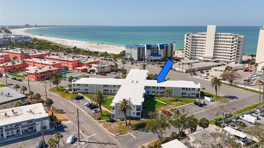 Dream of living the Beach Life? This little gem of a condo could be just the place, it's Not age restricted, it has 9ft ceilings making it seem larger and brighter that 595 SqFt would suggest, and you have a Glimpse of the Gulf for a faction of the price. Open floorplan, Bright updated kitchen and bathroom with tub/shower, Lots of closet and storage space and a wall of windows looking Southwest with a peak at the Gulf!
This small well run community is just steps from Upham Beach Park and you have all of Award winning St Pete Beach to enjoy! The location just off the sand is easy access to St Petersburg, the Gulf Beaches shopping, dining, adventures and traveling is so easy with door to door Beach Ride and access to the SunRunner express bus to downtown St Pete. 3 month rentals allowed, but, sorry, no pets. Reasonable monthly fee, Sellers are paying a small assessment for roof repair in full at Closing. Come check out your New Beach Life !