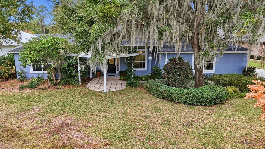 Beautifully located & designed, this 3 bed, 3 bath home with a bonus office and formal dining room offers peaceful riverfront living. No HOA/CDD and just steps from the public marina- perfect for year round water access. Inside, the home features a 2 car garage, split floorplan, renovated kitchen with stainless steel appliances, new countertops, backsplash, and a double oven, along with updated flooring, fresh paint, tall ceilings, and large windows that fill the home with so much natural light. Each bedroom is conveniently located near a full bath, and the primary suite includes a garden tub, separate shower, separate vanities and huge custom closet. Additional interior upgrades include a renovated breakfast nook, custom tile, a 'stained-glass' looking entry feature, and a beautiful glass front door. Outside, enjoy serene water views with stunning sunsets from your pergola with paver patio, or hang out in the back yard complete with white picket fencing and mature, well kept landscaping throughout the property. A 4-year-old architectural roof, a newer HVAC system with transferable warranty, and 2018 water heater add peace of mind on those big ticket items.