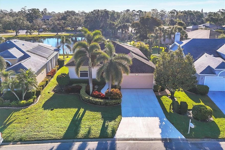 RENTED JANUARY, FEBRUARY, MARCH & APRIL 2026.  AVAILABLE OFF-SEASON MAY THROUGH DECEMBER 2025: Welcome to the perfect seasonal getaway in the heart of sunny Florida at Stoneybrook Golf & Country Club.  This immaculately well-cared-for home with heated pool and luxurious amenities is sure to offer an unforgettable experience.  The residence features 3 bedrooms, 2 bathrooms, and an additional family room for ample space and comfort. The outstanding curb appeal sets the tone; upon entering through the screened foyer, you are greeted by sweeping views of the lake and an inviting pool. The open floor plan is elegantly appointed, creating a seamless flow between spaces. The living room boasts a wall of glass sliding doors and is open to a bright, well-stocked kitchen equipped for culinary enthusiasts.  The primary bedroom offers a king bed, a spacious walk-in closet, an adjoining master bath with glassed walk-in shower, plus sliding doors opening out to the lanai, an oasis with picturesque lake views and a crystal clear pool.  The 2nd bedroom is equally charming, featuring a queen bed and coastal-themed decor. The versatile 3rd bedroom serves as an office or arts & crafts room and includes a Murphy bed and built-ins.  This is a thoughtfully designed home with updated furnishings in soothing blues and touches of coastal flair, ensuring a stylish and comfortable stay.  Stoneybrook Golf and Country Club is a highly sought-after gated community in Palmer Ranch offering premium amenities, including an 18-hole Kipp Schultes redesigned golf course, lighted Har Tru tennis and pickleball courts, a pro shop, a state-of-the-art restaurant and grill room, a fitness center, bocce courts, putting greens, a driving range, a shared library and an additional heated pool and spa, along with planned activities such as yoga and mahjong, and borders the Legacy Walking and Biking Trail, shopping centers, Costco, restaurants, and is just minutes to the sugar sandy beaches of Siesta Key and all the attractions Sarasota and Venice have to offer.  Experience the ultimate stay-and-play at Blu Finn, where upscale living meets the fairway at the beautiful Stoneybrook Golf & Country Club.  Book your seasonal escape today and savor the vibrant lifestyle of sunny Florida.