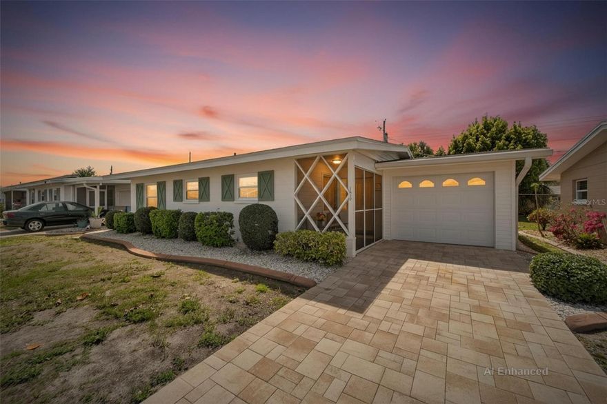 Updated where it counts and priced to move, this solid block home at 1612 Chevy Chase Dr in Sun City Center delivers major value with the big-ticket items already done. NEW ROOF 2024, NEW A/C 2025, updated double-pane insulated windows, and a newer water heater (2018). Offering 1,266 sq ft, this 2-bedroom, 2-bath home with a 1-car garage, plus a spacious Florida room with walls of windows, creating the perfect bonus living space filled with natural light creating the perfect flex space for relaxing or entertaining. The kitchen is tastefully updated with wood cabinetry, quartz countertops, and a deep sunken sink, while both bathrooms include updated vanities and toilets, plus glass-enclosed guest shower doors. The primary bedroom features powered darkening shades, and the great room is enhanced by two solar tubes bringing in natural light. A large laundry room with extra storage adds everyday convenience and functionality. The home also includes a water softener system for improved water quality throughout. The driveway with pavers enhances curb appeal and provides a clean, finished look. With the major systems already updated, you can move in with confidence and enjoy the home now while adding your own personal touches over time. The HOA is just $150/month and includes lawn care plus water inside and out, keeping expenses low. Sun City’s resort-style amenities include two clubhouses, multiple sparkling pools, countless social clubs, and activities for every interest all within a friendly golf cart community that allows easy access to shops, dining, Hospital, doctors and entertainment without ever starting your car. Whether you’re seeking an active, social lifestyle or a peaceful retreat, this home delivers the perfect blend of elegance, convenience, and community. Here, every day feels like vacation don’t miss your chance to make it yours! Homes with this level of value, updates, and location are hard to find, don’t miss it.