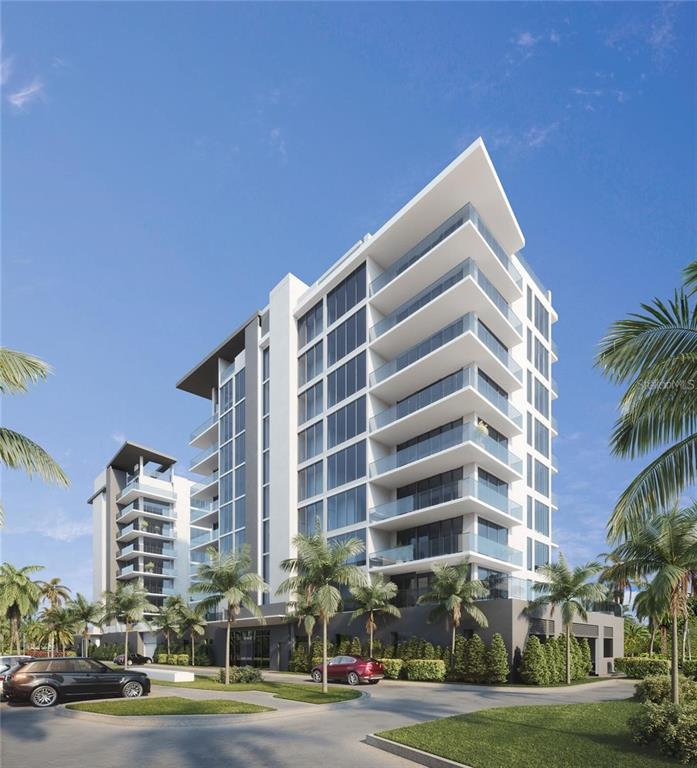 Pre-Construction. To be built. Nestled in the coveted neighborhood of Golden Gate Point, only a short stroll from the excitement of downtown Sarasota, an intimate, luxurious oasis is being built. Peninsula Sarasota will have two towers offering just one or two residences a floor. A total of 23 expansive 3 bedroom units. Each residence will exude contemporary, modern design featuring a soothing color palette, high ceilings and wrap-around terraces that maximize the beauty of your surroundings and water views. With the developer's meticulous attention to detail and consistent level of luxury throughout the entire building, every element of relaxed living has been considered in the creation of your turnkey home. You will have a choice of engineered hardwood or large format porcelain tile for flooring. The kitchens will be sleek, European designed cabinetry with gas cooktops and quartz countertops. Gaggeneau Appliances, Rohl & Waterworks Plumbing Fixtures, Floor to Ceiling Windows and a Gas Grill on the Balcony complete this exclusive, luxurious experience. A Spacious Owner's Retreat will have walk-in closets, double sinks, a soaking tub and an expansive shower. There will be an on-site concierge to help facilitate your needs. Access-controlled underground parking with two spaces allocated for each residence including an EV Charger with the ability to charge 2 cars. Ride your private elevator down to the resort-style swimming pool and the state-of-the-art fitness center on the 2nd floor. The owner's club room will overlook the pool and include a wine room and private wine storage for each residence. Peninsula Sarasota will have a discerning lifestyle in the epicenter of a tropical oasis, yet close to the vibrant, arts-and-culture-centric downtown and some of the country’s best beaches. Peninsula Sarasota is, Life on Point.