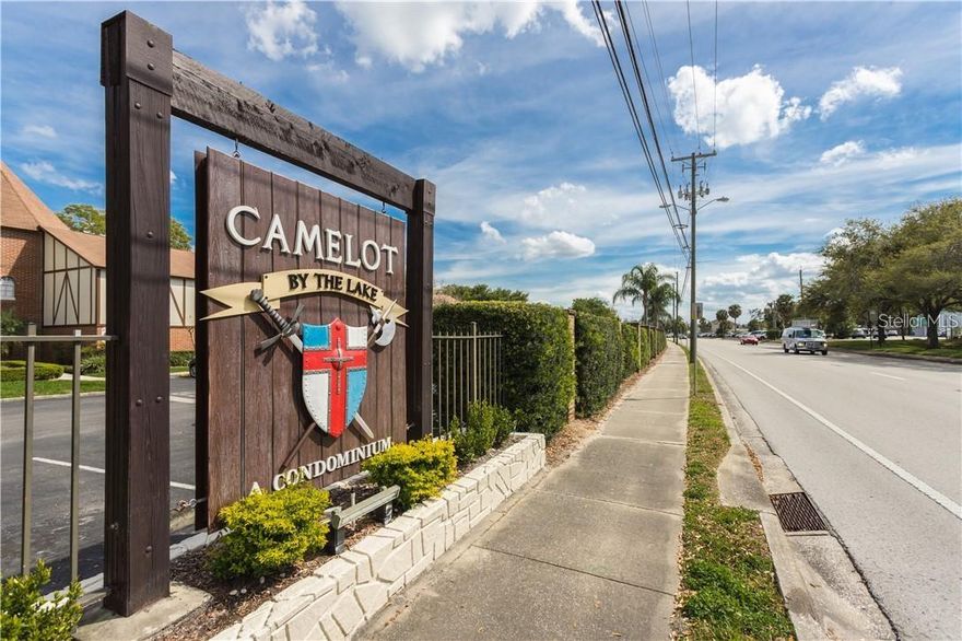 Second floor 2 bed/2 bath unit in Camelot-by-the-Lake condominium complex.