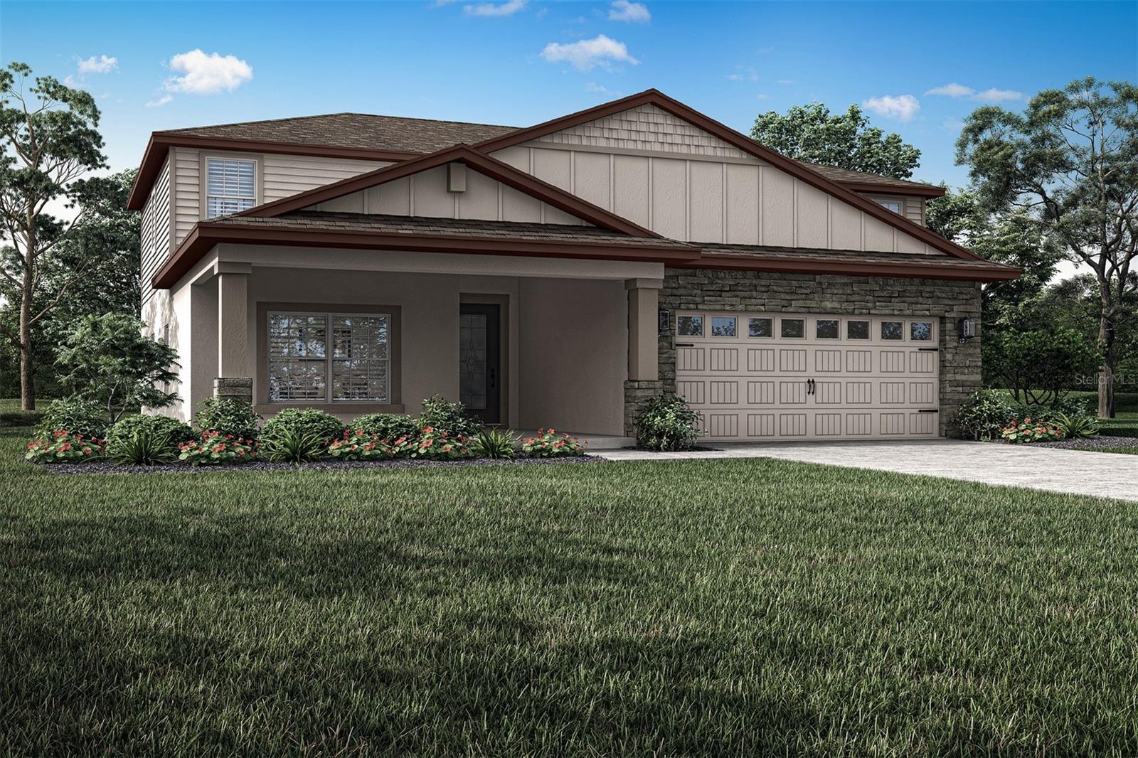 Pre-Construction. To be built. Welcome to the Jasmine at Gum Lake Preserve — a beautifully designed two-story, five-bedroom, two-and-a-half-bath home that offers the perfect combination of space, style, and functionality. This open-concept layout seamlessly connects the kitchen, dining, and living areas, creating an inviting atmosphere ideal for both entertaining and everyday living. The downstairs flex room is perfect as a home office, playroom, or second sitting area, while the upstairs game room provides an additional space for movie nights, game days, or family fun.
Each of the five spacious bedrooms offers plenty of room to relax and unwind, with the upstairs secondary bathroom featuring a dual-sink vanity for added convenience. The chef-ready kitchen is a true highlight, boasting stunning quartz countertops, a subway tile backsplash, white cabinetry with matte black hardware, stainless steel appliances, and a walk-in pantry to keep everything organized. Smart home features and energy-efficient upgrades—such as a programmable thermostat and double-pane windows—bring comfort and peace of mind year-round.
Enjoy the charm of the large covered front porch and the back patio that extends your living space outdoors. The professionally landscaped front yard adds curb appeal and is included at no extra cost.
Located in the scenic, lakeside community of Gum Lake Preserve, residents enjoy top-tier amenities including a public boat ramp, fishing pier, children’s playground, walking trails, picnic areas, a community gazebo, and nearby shopping and dining. With quick access to I-4, commuting to Orlando or Tampa is a breeze.
Don’t miss your chance to own this spacious and beautifully upgraded home — schedule your private tour today!