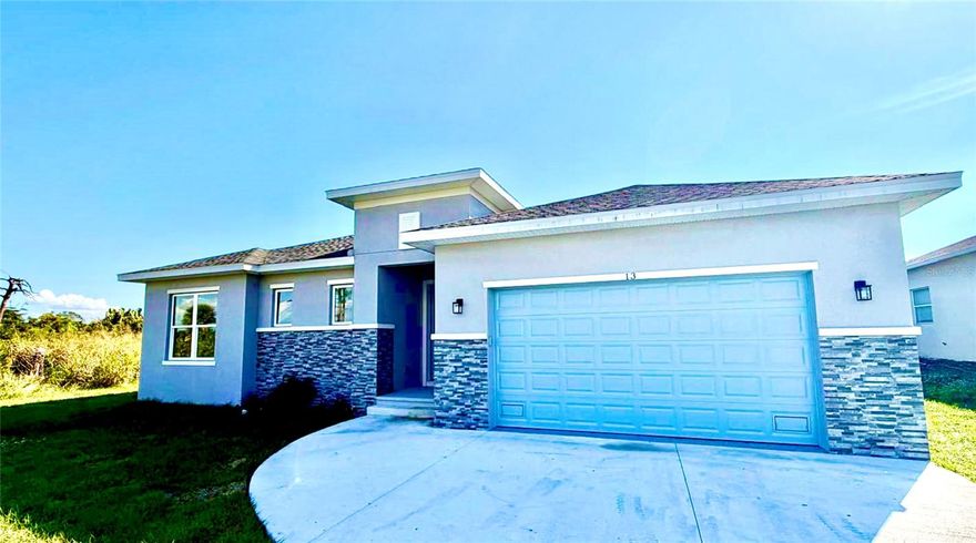 Brand-new house in Placida’s sought-after Rotonda Sands community! This 1,972 sq. ft. home features 3 bedrooms, 2.5 baths, and a bright open-concept design with high ceilings. The modern kitchen offers sleek cabinetry, ample counter space, and a central island perfect for entertaining. Spacious living and dining areas flow seamlessly to a covered lanai and backyard oasis. The primary suite includes a walk-in closet and spa-style bath, with additional bedrooms ideal for family, guests, or a home office. Just minutes from beaches, golf, boating, and fishing, this home combines modern finishes with Florida charm. Enjoy the peace of mind of new construction in a vibrant, growing community.