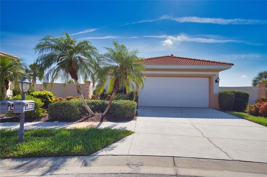 Welcome to a lifestyle of elegance and tranquility in the prestigious, gated community of the Venetian Golf & River Club. Perfectly positioned on a private cul-de-sac, this exceptional residence offers sweeping water and 7th fairway views from an expansive, pie-shaped lot—providing rare privacy and picturesque surroundings. Step inside to discover a bright and airy open-concept floor plan, thoughtfully designed for both comfort and sophistication. The home maintenance free home comes turnkey furnished and features two spacious bedrooms, each with its own en suite bath, and a two-car garage. A serene, neutral color palette complements the coastal aesthetic, with beach-toned tile flooring and white cabinetry throughout the gourmet kitchen. Entertain or unwind on the recently re-screened and extended lanai, where you can sip morning coffee or evening cocktails while overlooking the tranquil water and lush fairway—an idyllic setting for enjoying nature and the serene rhythm of golf course living. Most furnishings are included, offering a seamless move-in experience.
Residents of this resort-style, maintenance-free community enjoy a wealth of luxury amenities. The River Club boasts a state-of-the-art fitness center, aerobics studio, resort-style pool with newly renovated cabana bar, hot tub, and lap pool. Enjoy fine dining at the elegant River Club dining room, or casual gatherings at the Mediterranean-inspired golf clubhouse with its Grille Room and second-floor veranda overlooking the 18th green. Additional community highlights include six Har-Tru tennis courts, planned pickleball courts, a scenic boardwalk through a 70-acre nature preserve along the Myakka River, and the added convenience of included cable and internet services. Optional golf membership is available for those who seek the ultimate country club experience.
Ideally located between Venice and Sarasota, with easy access to I-75 and just minutes from world-class beaches, shopping, dining, and spring training baseball, this is Florida living at its finest.