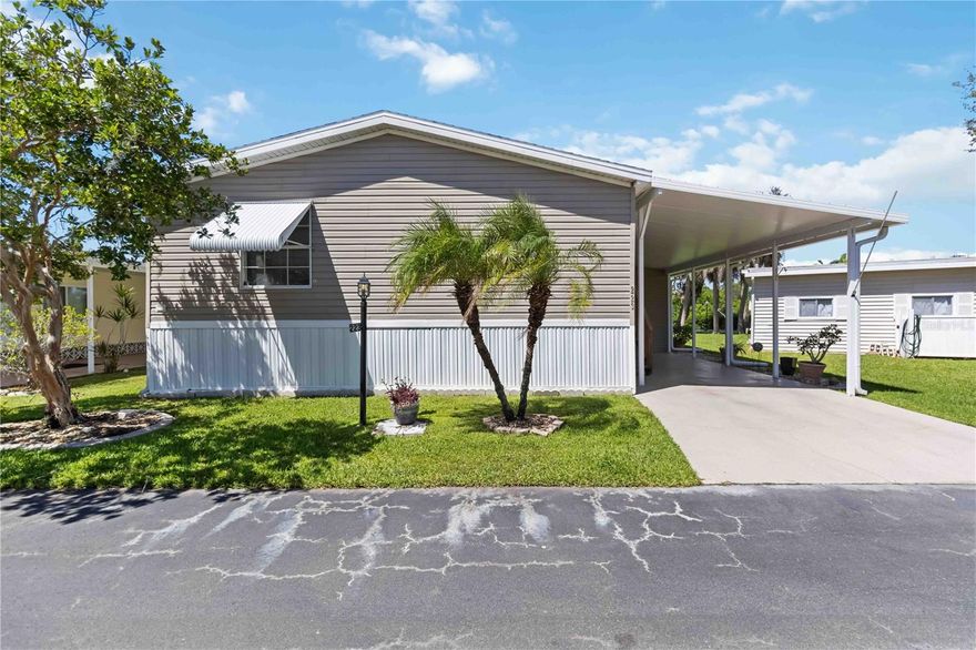 Check out this well-maintained 3-bedroom, 2-bathroom manufactured home located in the highly sought-after waterfront community of Eagle Point. This TURN-KEY FURNISHED property is move-in ready and includes a PRIVATE BOAT DOCK directly behind the home, offering exceptional water access for boating and fishing enthusiasts. The community also features a private boat ramp, adding even more convenience for water lovers. With over 1,200 sq ft of living space, the home features vaulted ceilings, a spacious floor plan, and a large master suite complete with a walk-in closet, en suite bath with a walk-in shower, as well as a relaxing garden tub. Enjoy outdoor living on the wood deck at the back of the property, perfect for relaxing or entertaining while taking in peaceful canal views. Major updates include a NEW ROOF (2024) and NEW A/C UNIT (2023). The property sits high and dry and has never experienced flood damage, providing added peace of mind. Additional highlights include an attached aluminum carport and a large workshop, ideal for extra storage or hobbyists. Inside, you'll find a spacious interior laundry room complete with a washer and dryer and plenty of room for storage.
Eagle Point is a golf cart-friendly and deed-restricted 55+ community with low fees that cover water, sewer, trash, a priority on-site manager, maintenance of common areas, a community pool, and more. The community also features a welcoming clubhouse that regularly hosts fun events and activities—perfect if you're looking to enjoy some social time and connect with neighbors. This is the ideal blend of comfort, convenience, and lifestyle in a safe and friendly neighborhood.
Don’t miss this rare opportunity to own a waterfront home with direct boat access and incredible community amenities at a great price. Located in beautiful Punta Gorda, where you’ll find great restaurants and shopping nearby!