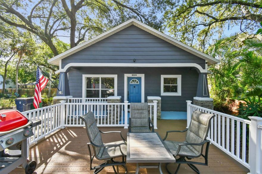 BRAND NEW ROOF December 2023… River Terrace in Old Seminole Heights, where you will love the scenery and historical homes. This 2006 Bungalow home is tucked away on a quiet street but minutes to everything. This 3/2 home has an open concept with updated appliances, granite countertops, hardwood floors, generator, crown molding and inside laundry. The master bedroom is Spacious with an ensuite bathroom and sliding doors to your private backyard oasis with tropical landscaping.  Enjoy the beautiful Florida lifestyle from the massive NEW 16' x 16' Trex deck PERFECT for entertaining. The fenced in backyard features mature landscaping, a large utility shed with electricity and ramp access. TV and TV mounts included. NO HOA, NOT IN A FLOOD ZONE. Numerous restaurants, breweries, bakery's, grocery stores and shopping nearby. Minutes to the Hillsborough River, Zoo Tampa, 275, I-4, TIA, Downtown, Raymond James Stadium and more.  This home is the perfect way to enjoy Tampa with a relaxing setting. Schedule your showing today.  copy and paste link for 3D walk thru https://my.matterport.com/show/?m=auC1wsgSfvr&brand=0&mls=1&