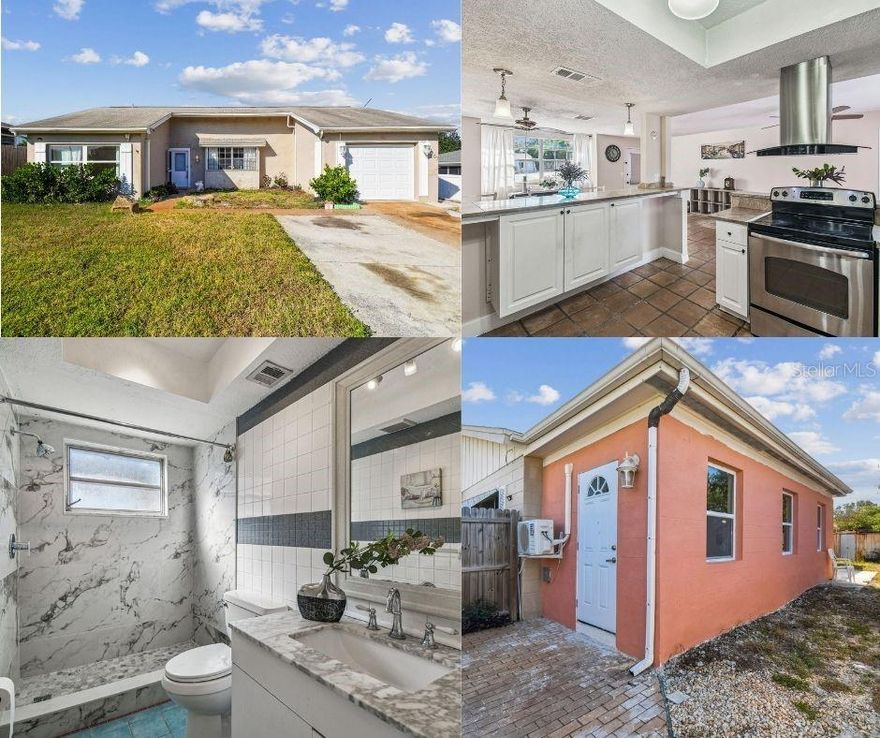 Discover exceptional value in Beacon Square! This move-in-ready 3-bedroom, 2-bath home stands out with a versatile bonus room featuring its own private entrance—perfect for a mother-in-law suite, guest space, or home office.
Enjoy the financial peace of mind that comes with no HOA and no flood zone, keeping monthly ownership costs low.
Inside, you’ll find charming Saltillo Mexican tile floors, an updated kitchen with stainless steel appliances and breakfast bar, plus a whole-house and kitchen water-softener system for excellent water quality. The fenced backyard includes two utility sheds, a garage, and an extended driveway with space for multiple vehicles.
Located just 0.9 miles from US-19 and 1.4 miles from SR-54, this home also offers easy access to local favorites: Anclote River Park Beach (10 min), Fred Howard Park (20 min), and Honeymoon Island State Park (30 min).