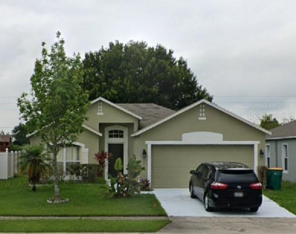 In the city of Kissimmee, on Quail Ridge Park, you'll find this beautiful rental home with an included HVAC system. Entering into the foyer, the home comes with deep hardwood looking tile flooring. The living room is unique with a raised ceiling built into the architecture and large windows to let in a lot of natural light. The kitchen has all the necessary large appliances needed to prepare a fine meal, and the home even has a separate dining room and family room.