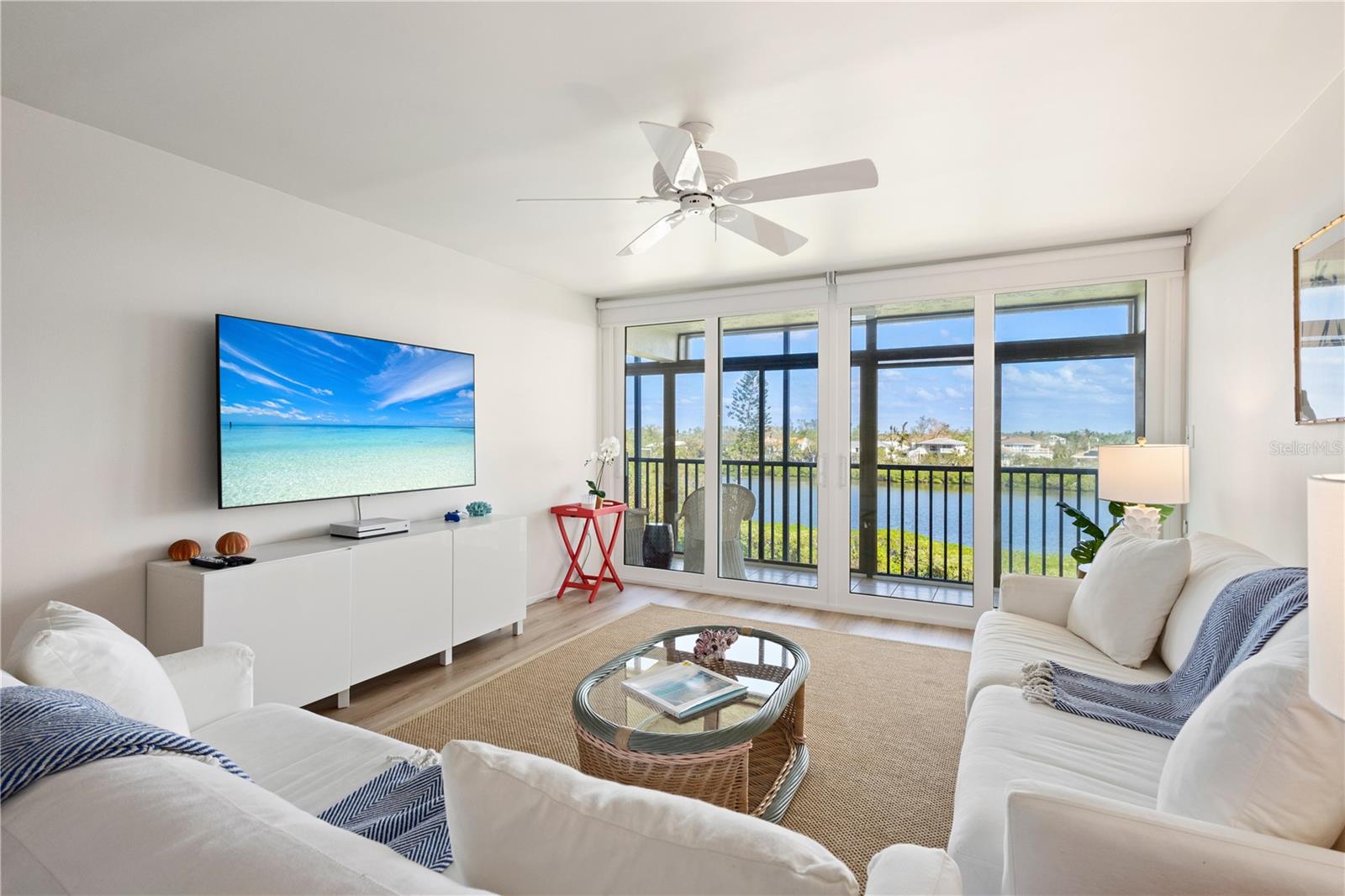 A perfect island getaway. This well appointed and updated Longboat Key condo is available as a six or seven month rental from late June through January. Located Bay side, you'll enjoy a sparkling pool, tennis, kayak launch, fishing pier, grill area and clubhouse, plus deeded beach access is 250ft from your front door. There's plenty of room to spread out with an open, split floor plan and a huge screened lanai that spans the entire unit. The primary bedroom has TWO KING SIZED beds, a huge walk-in closet and ensuite bath. The second bedroom has a king bed and generous closet space. Access the lanai from wall to wall sliders in the living area or either bedroom. The serene views of Crane's Bayou and Florida water birds provide a peaceful backdrop for entertaining, relaxing with a good book or working from your laptop. There is a full sized washer and dryer in the unit and first floor storage for bikes and beach gear. Enjoy all the pleasures of Longboat Key with terrific dining, shops, fitness and Bayfront Park with tennis and pickleball, all close by. This can be a terrific opportunity for exploring the area before buying, IMG families looking for a beachside getaway, a remote work situation or those just looking for a peaceful stretch of island time. The community is centrally located on the island for easy access to Sarasota and Bradenton. IMG Academy is 15 miles and SRQ Airport is 12 miles. A shorter rental can be considered at an adjusted price and a minimum three month stay.