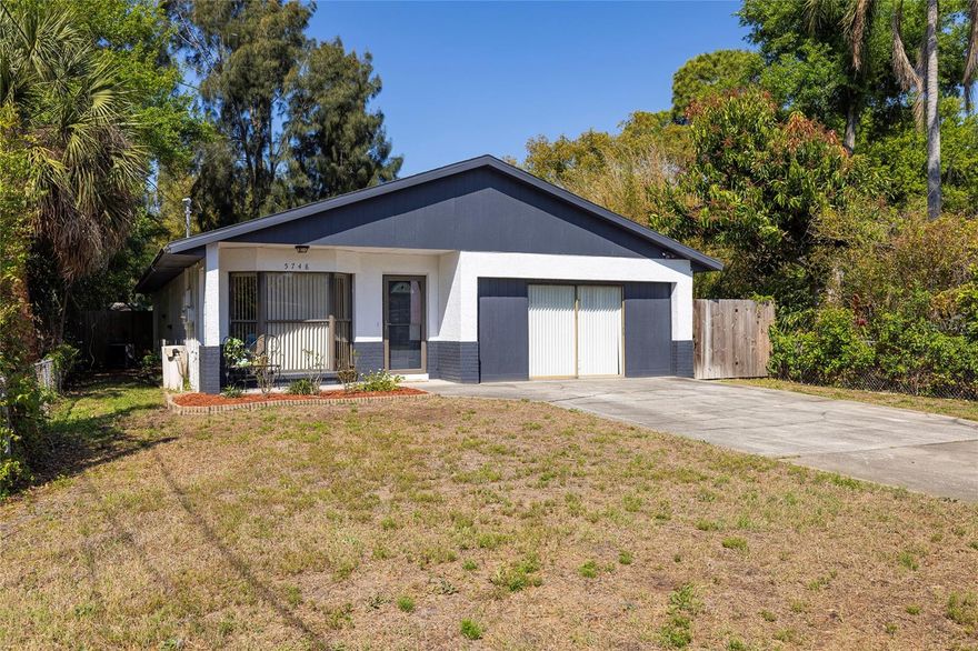 Cute, cute, cute! This beautiful Florida home is ready for its new owner! This home has been very well-maintained and cared for by the same family for 34 years. The roof and water heater are both BRAND new, there is fresh paint inside and out, a new garbage disposal, and the living areas and bedrooms have brand new vinyl flooring. The Kitchen, Bathrooms and Laundry Room feature beautifully maintained ceramic tile. Light and bright, the large Living Room greets you as you walk in. The Kitchen provides solid wood cabinets and ample counter space, and the Dining Room is set within the large Kitchen for ease of family dining. All 3 Bedrooms are ample in size, and are all set in the back of the home, while the entertaining space rests in front -- a great layout for young children, or for peace that a home office requires! The guest bathroom is very large, and has ample cabinet space for linens and all of your bathroom needs! Did I mention the back yard? It is HUGE, with plenty of space for a pool, playset -- you name it! The large, paved patio faces west, and is a relaxing sunset sanctuary after a long day of work, or a great space to enjoy your morning coffee. The laundry room is very large and has room to add cabinetry for extra storage. The 2-car garage has been partially converted, yet it is very easy to put on a new garage door and repurpose it back to its original intended use. This area is not included in the heated sqft. If you enjoy gardening, there is a gardener's work station in the back yard that can easily be restored with a little TLC into a working station again! This home is located in the heart of Pinellas County, surrounded by so much that makes Florida-living great! Only a 15-minute drive to beautiful sandy beaches, minutes to endless shopping and restaurants, and under a 30-minute drive to Tampa Int'l Airport! What's not to love?! Make your appointment today!