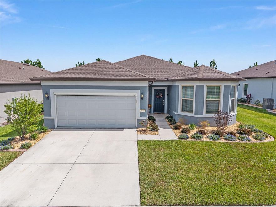 Welcome to this move-in ready 2020 Abbeyville model in Stone Creek! This 2-bed, 2 bath home with a flex room offers an open airy layout perfect for every day living. The eat-in kitchen showcases a granite island, white cabinets, tiled backsplash and two pantries -a walk-in pantry plus an additional one for extra storage- perfect for cooking and entertaining. Vinyl plank flooring flows seamlessly throughout the home. The owner’s suite features a walk-in closet, dual sinks, a walk-in shower and build-in bench. Guest will enjoy their private suite and second bath located separately, providing comfort and privacy. Upgrades include a screened lanai, 4’ garage extension with built-in shelves, whole house water filter, laundry room with washer and dryer, hybrid water heater, irrigation system, and a transferable 10-year limited structural warranty. Stone Creek is an active community offering an 18-hole championship golf course, full restaurant and bar, indoor and outdoor pools, tennis and pickleball courts, clubs, classes, and so much more—active living at its finest.