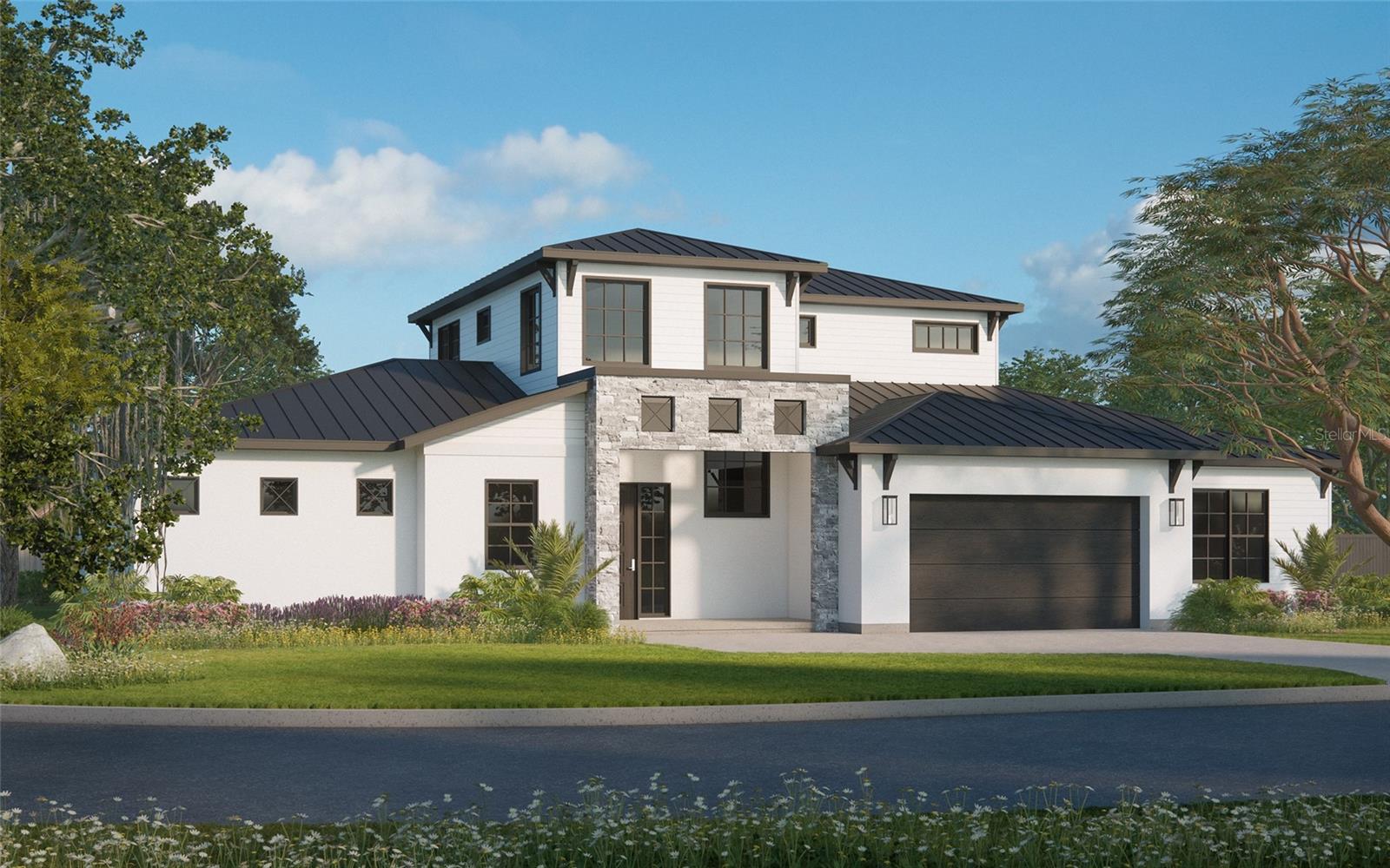 Under Construction. New, contemporary residence in Paver Park just east of downtown Sarasota. Wow, what a great location! Close to everything that makes Sarasota such a great place to live — across from the Legacy Trail, within one mile of Payne Park, downtown and Publix, and just one-and-a-half miles to Bayfront Park, Sarasota Memorial Hospital and Southside Village. This 2,876-square-foot residence (4,197 total under roof) provides top-quality construction including concrete block first-floor exterior, standing-seam metal roof, and impact-rated windows and doors — all set on Zone X high elevation. Inside, refined selections include white oak wood floors, solid-wood cabinets with dovetail joinery and soft-close doors, quartz countertops with waterfall edges in kitchen, solid-core interior doors, Moen mixed metal fixtures and Bosch appliance package with induction cooktop. The layout includes four bedrooms, a loft, three full baths, a powder room, office, dramatic two-story foyer, and a serene owner’s suite with sliding glass doors to a private lanai, walk-in closet and en-suite bath. The open-concept great room, dining area and chef’s kitchen spill out to a covered lanai with an outdoor kitchen, creating seamless indoor-outdoor living around the private pool. Additional highlights include a custom TV/fireplace wall with 60-inch multi-color flame electric fireplace flanked by built-in white oak storage cabinets and upgraded landscape package with mature trees. Classic, yet timeless. Thoroughly today. A home for loving your Sarasota lifestyle.