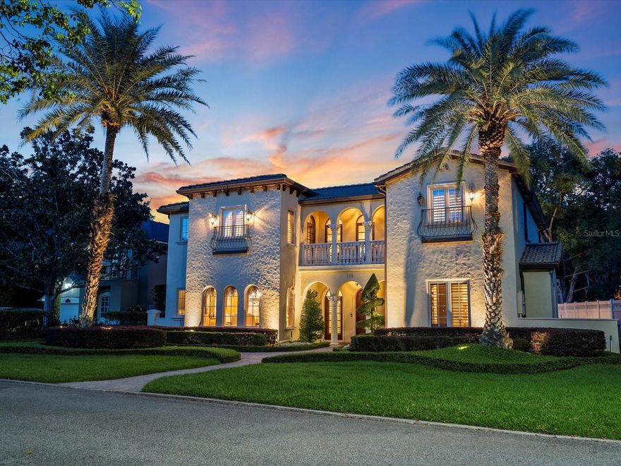 This elegant Mediterranean-style home boasts 5 bedrooms and 5.5 baths across its two stories, covering 4,732 square feet of living space. Beautifully maintained home features a detached guest suite and a main floor master suite. It offers a secluded and quiet setting across the street from the shore of beautiful Lake Maitland and is minutes away from Park Avenue and Winter Park. As you step inside, you'll be impressed by the beautiful stone floors and unique architectural details throughout the home. The chef's kitchen is a dream come true, featuring a 48" Subzero fridge, Dacor gas range, granite countertops, dining nook, and spacious walk-in pantry. The adjacent family room is perfect for entertaining guests or cozying up in front of the stone fireplace. With lofty 14' ceilings and 3 sets of French doors leading out to the heated pool and spa, the family room is a bright and welcoming space. Each of the home's 5 bedrooms feature an attached bath and walk-in closet, providing plenty of space and privacy for everyone. The luxurious primary suite is on the main floor, and also provides access to your covered porch and pool. A dedicated office upstairs can transition to a 6th bedroom with a shared bath. One of the AC units was replaced in 2016, and another in 2019.  In addition, the detached guest apartment has a separate entry, bar area with built-in mini refrigerator, granite counter, and built-in cabinets, and its own bathroom with shower. Step outside to the stunning patio that surrounds the pool, complete with a shaded lanai with ceiling fan, and summer kitchen with grill. The spacious 2-car garage also provides ample storage space, with additional room behind the garage for boat/trailer storage. Located on the north shore of beautiful Lake Maitland, this home offers neighborhood lake access to the Chain of Lakes just steps away. The home is zoned for top-rated schools, including Dommerich, Maitland Middle, and Winter Park High. Don't miss this opportunity to own a stunning home in a prime location!