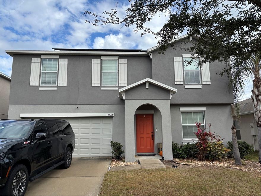 Well-maintained 2,612 sq ft home featuring 4 bedrooms plus a bonus room and a spacious backyard with stunning views of two lakes. Major updates include a new roof, new stucco, and fresh exterior paint (Summer 2024). Updated kitchen appliances, water softener, and washer & dryer included.
Energy-efficient
with two HVAC systems (upstairs & downstairs, regularly maintained) and solar panels (5 years old) to be paid off by sellers at closing. Additional updates: new upstairs bathroom toilet (2024) and new garage springs (Jan 2025).
Low HOA at $35 quarterly with community pool, clubhouse, dog park, and playground.
Near highways and restaurants.