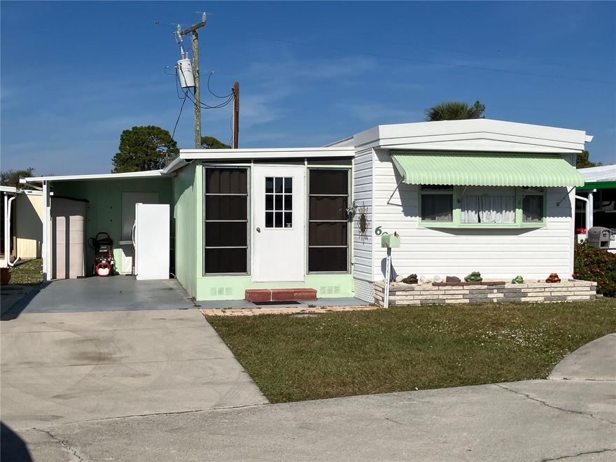 This charming, well-kept manufactured home features 2 bedrooms, 2 baths, a bright and roomy kitchen (new stove), and an inside laundry area with full-size washer (new) and dryer. The primary bedroom includes a spacious walk-in closet. The home comes turnkey furnished, providing convenience and value. The property is set back from the main road for additional privacy and quiet. The attached utility room includes a small workbench and plenty of room for storing your bike, fishing gear, and golf clubs—everything you need to dive into the laid-back Florida lifestyle. Roof was replaced in 2025 and has a lifetime guarantee. Home is just over 1000 square feet under air. Brook to Bay is located just minutes from Englewood’s beaches and offers a great location at an affordable price (low HOA fees). Don’t miss this incredible opportunity—call today to make this slice of paradise your own. Discover the vibrant Brook to Bay 55+ co-op community! Amenities include a heated community pool, bocce ball, shuffleboard, a clubhouse, picnic area, boat slips (1st come), and a boat ramp.