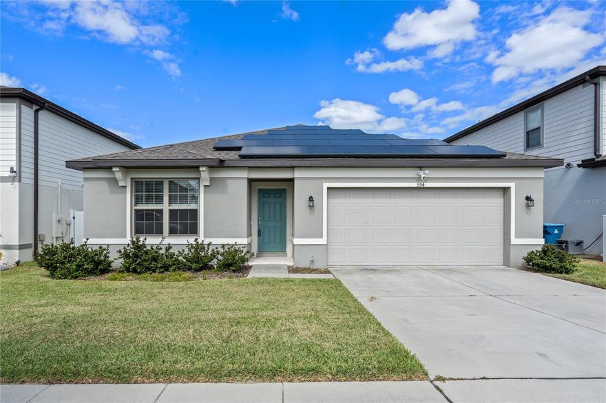 Welcome to your dream home in Davenport, FL! This stunning new home boasts four spacious bedrooms and two modern bathrooms. With the solar fully paid off, you'll enjoy energy-saving benefits and reduced utility costs. The large backyard is a green oasis, adorned with numerous fruit trees that provide both beauty and delicious harvests. Step inside and be greeted by the perfect blend of comfort and style with carpet and tile floors that create a cozy atmosphere. All the appliances are brand new, ensuring convenience and efficiency in your day-to-day life. Make this house your home and indulge in the luxurious experience it offers.