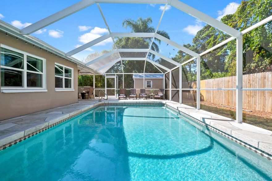 Welcome to 874 Acadia Rd, Venice FL – a charming and cozy home that offers the perfect blend of comfort and convenience with no HOA, no CDD fees and well established rental history through VRBO.  This home features 3 bedrooms and 2 bathrooms with an open layout connecting kitchen with a living room.  Pool area has a cage that has been installed in 2021.  Pool has an electric heater.  Brand new water softener has been installed in April 2024. Centrally located in South Venice, with easy access to beaches, shops, restaurants and restaurants.  City of South Venice offers a access (with a yearly fee) to a private beach called Caspersen Beach.