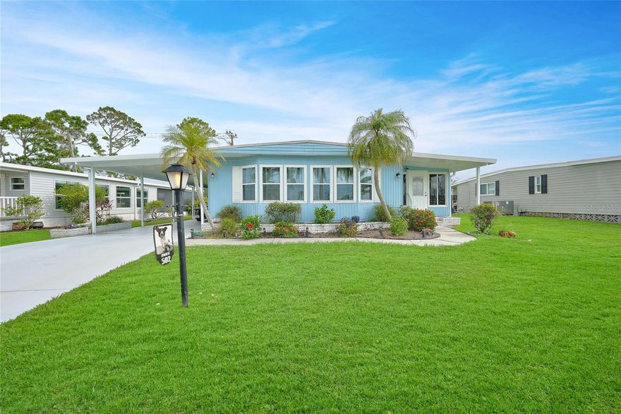 Located in La Casa, one of North Port’s most desirable 55+ communities, this spacious 2-bedroom, 2-bathroom home offers 1,624 sq ft of well-designed living space in a beautifully maintained, pet-friendly neighborhood with a low monthly HOA. This home has been extensively upgraded with all-NEW impact windows, a brand-NEW roof, NEW AC system, NEW electrical panel, NEW gutters and downspouts, a new carport, and a NEW laundry shed. A NEWER hot water heater adds to the home's energy efficiency and long-term value, giving you peace of mind for years to come. The layout features a bright and open living area, Luxury Vinyl Plank flooring in the living room and primary bedroom, a large kitchen with stainless steel appliances, and a split-bedroom floor plan that provides comfort and privacy for both residents and guests. The generously sized primary suite includes a private bath and ample closet space. As a resident of La Casa, you'll enjoy access to resort-style amenities, including two heated pools, hot tubs, tennis and pickleball courts, shuffleboard, a fully equipped fitness center, and a beautifully renovated clubhouse. Enjoy serene walking and biking paths that wind around lakes and canals, along with a packed social calendar full of events, clubs, and community activities. If you're looking for a move-in ready home with modern updates in a vibrant and welcoming 55+ community, 502 Alvarado Dr is a must-see. Schedule your private tour today!