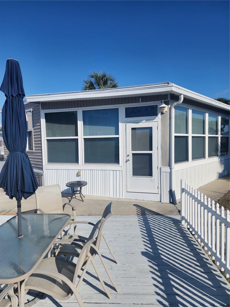 Sarasota Lakes RV is an oasis of resort style living!! The gated community has swimming, tennis, shuffle board, pickle ball and a playground.
Plenty of community activities. This lot can be used for personal use or rental. LOW Maintenance Fees. Updated 1 bedroom 1.5 bath Park Model
with addition. Fully furnished with laundry room, storage and golf cart. On site management. Perfect location close to beaches and St Armand
Circle.
