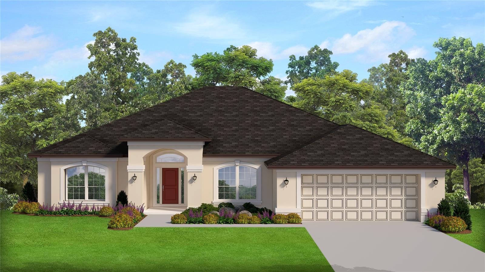 Under Construction. THIS HOME QUALIFIES FOR A LOW INTEREST RATE BUYDOWN WHEN BUYER CLOSES WITH A SELLER APPROVED LENDER AND SIGNS A CONTRACT BY 5PM ON 8/2/2025. THE REDUCED PRICE IS A PROMOTIONAL PRICE EFFECTIVE UNTIL 5PM ON 8/2/2025.
Brand New Quality Built Construction in Timber Pines at Citrus Springs! Seller pays closing cost with use of preferred lenders. This 4/2/2 home has upgrades included! Stainless steel pkg (stove, microwave, and dishwasher), wood look ceramic tile in wet areas, garden tub and separate tile shower in owners’ suite, tray ceilings with crown molding in owners’ suite, beveled edge countertops, irrigation system, white shaker cabinets and lanai. Citrus Springs Golf Community is a short trip to Rainbow River State Park, Homosassa Springs State Park & Crystal River!