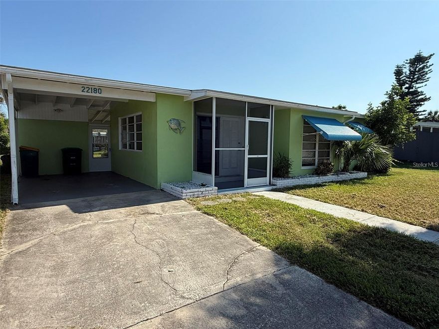 Super charming 1-bedroom, 1-bathroom BLOCK home centrally located close to everything Port Charlotte has to offer. The home features a Florida room that could be used for various purposes and even could be turned into a 2nd bedroom or used as an office. The home has a FENCED-IN backyard. AC was installed in 2021 and the plumbing has been updated. This home is NOT IN A FLOOD ZONE and has PUBLIC WATER AND PUBLIC SEWER for your convenience. Property features storage shed and separate laundry room. Close to several grocery stores, parks and MORE. Just up the road from Downtown Punta Gorda, Sunseeker Resort and I-75 for easy travel. Schedule your showing today!