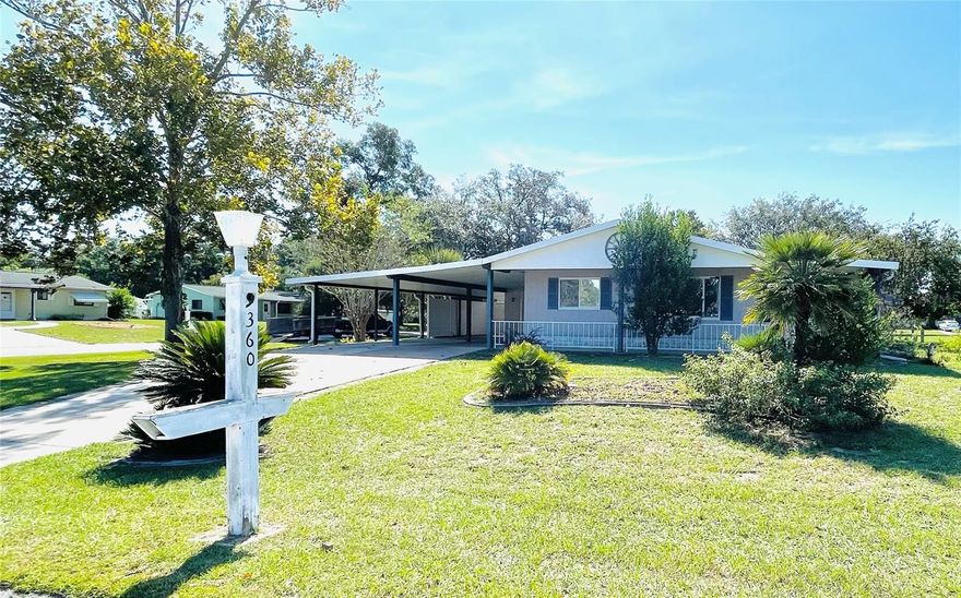 Welcome to this cozy 2-bedroom, 1-bath rustic-style home situated on an oversized corner lot in the desirable 55+ community of Pine Run Estates, conveniently located off State Road 200 in Ocala. Close to medical facilities, restaurants, and banking, this home offers both comfort and convenience. Inside, you’ll find a generous eat-in kitchen complete with all appliances and plenty of space for casual dining. Both bedrooms feature walk-in closets, and the spacious living room provides a warm and inviting atmosphere. The step-down Florida room adds a versatile touch — perfect for a home office, library, or cozy reading nook. Additional highlights include a sprinkler system, water softener, outdoor enclosed laundry room, a two-car covered carport, and mature landscaping that enhances the home’s curb appeal. Experience the charm, convenience, and relaxed lifestyle this lovely Pine Run home offers. ** All information, including room measurements and HOA requirements contained in this listing is believed to be accurate, however, it is the responsibility of the buyer and/or their agent to verify for accuracy **