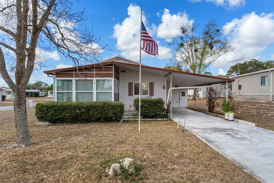 Welcome to Brookridge, a sought-after 55+ community, where comfort meets convenience! This charming home is perfectly situated on a desirable corner lot, offering extra outdoor space and added privacy. Major updates provide peace of mind, including a brand-new roof in 2025, HVAC system installed in 2023. The home has been very well maintained and features double-paned windows for energy efficiency. Inside, you'll love the bright and spacious open floor plan, highlighted by a large, open kitchen with abundant natural light--perfect for entertaining or everyday living. The enclosed sunroom offers additional living space to relax and enjoy year-round. This home includes 2 generously sized bedrooms, 2 full bathrooms, and plenty of closet space throughout for ample storage. With its unique layout and prime corner location, this property offers the perfect opportunity to create your dream home in a welcoming and vibrant community with low HOA fees and you own the land!