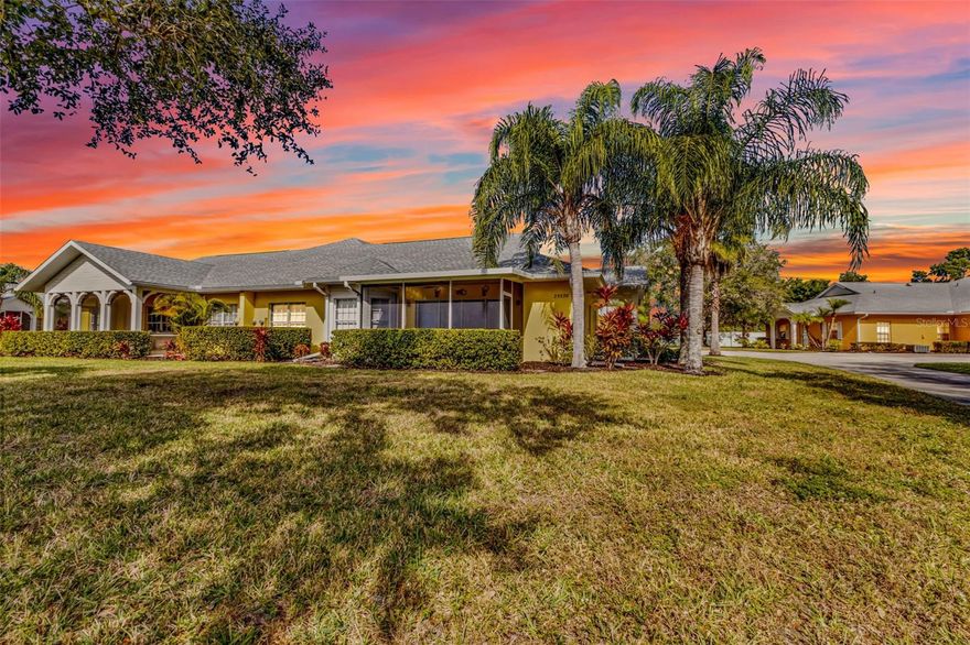 Heritage Lake Park is everything you've been looking for! This community is not age restricted but active and vibrant, where residents can enjoy gorgeous resort-style amenities including a clubhouse, swimming pool, tennis and pickleball courts, fitness center, and scenic lake view walking paths! The home itself makes this a done deal. Fully furnished and move in ready, just bring your clothes and toothbrush! You'll get a sense of relief when you walk inside and see how clean and well taken care of this home is. A beautiful sand detail on the tile floor is subtle yet unique and beautiful. Designed for easy living and timeless comfort, this home offers a light-filled, open layout with two spacious bedrooms plus a versatile den—perfect for a home office, reading room, or hosting overnight guests.
The primary suite is a true retreat, featuring two closets and a generously sized en-suite bath. The bright kitchen provides ample counter space, a well-sized pantry, and flows seamlessly into the main living areas, creating a welcoming space for everyday living or entertaining. Additional highlights include two well-appointed bathrooms, an interior laundry room, and a large two-car garage with plenty of room for storage. Step out to the screened-in porch and enjoy peaceful mornings or quiet evenings surrounded by serene views. 
Conveniently located near shopping, dining, entertainment, and major highway access, this home combines comfort, convenience, and community. Major updates have already been taken care of, including a new AC (2022), roof (2023), and water heater (2023), offering true peace of mind. With low HOA fees and impeccable, model-like condition, this villa is an exceptional opportunity to enjoy Florida living at its finest.
Homes like this don’t come along often—especially fully furnished and truly turnkey.