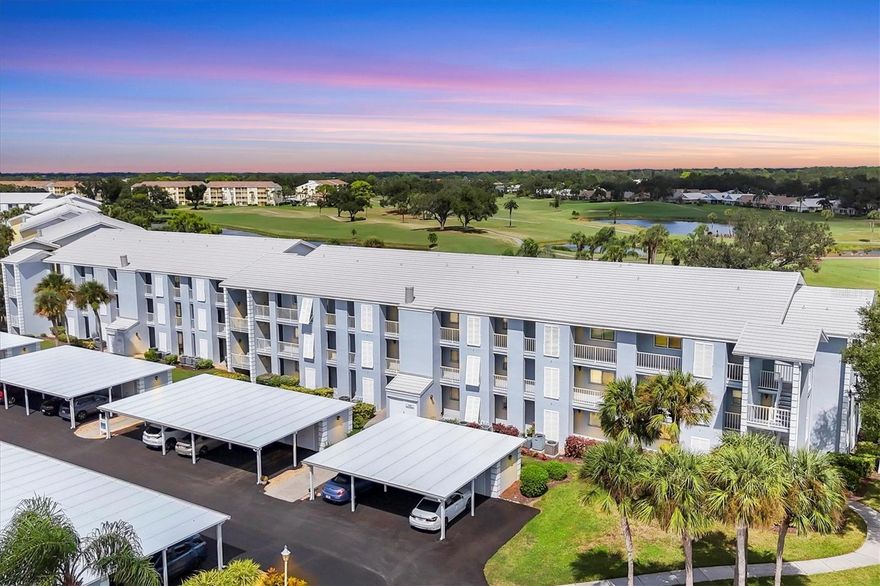 Stunning Turnkey Condo with Golf Course Views & Resort-Style Amenities!GOLF AND LAKE VIEW FROM YOUR BALCONY!NOT FLOOD ZONE!
ACCESSIBLE BY ELEVATOR, this beautifully FULLY  REMODELED 3rd-floor condo is being offered fully furnished for a seamless move-in experience! Enjoy morning coffee or evening sunsets from your screened and covered lanai overlooking the lush fairways of the Plantation Golf & Country Club.The Monthly HOA covers Basic Cable and Wi-Fi, along with Public Water, Sewer, Trash Removal, Landscaping, and Pool Service—providing worry-free living and excellent value.
Step inside to a modern kitchen with ALL NEW cabinets and appliances, opening to a bright, spacious living area featuring cathedral ceilings and stylish décor. The primary suite is a private retreat with a remodeled bathroom including dual vanities, a walk-in closet, and sliding doors leading to the tiled lanai for peaceful outdoor relaxation. A spacious second bedroom and bath provide comfort for guests or family.
Additional highlights include a dedicated carport, private storage, and easy access to the community pool and cabana, just steps away.
As part of the amenity-rich Plantation Golf & Country Club, enjoy an active Florida lifestyle with optional memberships offering:
Two 18-hole championship golf courses,
13 Har-Tru tennis courts, 6 pickleball courts, and bocce ball,
Fitness center & junior Olympic-sized pool,
Multiple dining options, grill room, and a full calendar of social events coordinated by an activities director.
Perfectly located near I-75, you’re just minutes from downtown Wellen Park, home of the Atlanta Braves’ spring training stadium, plus fantastic restaurants, shopping, and entertainment. To the north, historic Venice Island offers beautiful beaches, fishing, biking trails, and a vibrant arts scene.
NO CDD fees.
NO flood insurance required.
Don’t miss this rare opportunity to own a slice of paradise—experience the carefree Florida lifestyle you’ve always dreamed of!