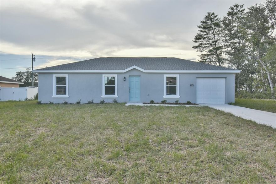 Under Construction. Beautiful NEW construction home in desirable SW Ocala neighborhood, estimated to be completed September 2023. Nice lot with 4 bedrooms, 2 baths in an open concept split floor plan. Home features great curb appeal, granite counters, real wood cabinets, stainless steel appliances, luxury vinyl plank floors, ceiling fans and upgraded light fixtures. Master suite with private bath with tiled shower. Landscape packages, inside laundry, and 1 car garage. Pictures, photographs, colors, features, and sizes are for illustration purposes only and will vary from the homes as built. HOME DOES NOT COME WITH REFRIGERATOR OR WINDOW TREATMENTS. Builder has other similar homes available as well.