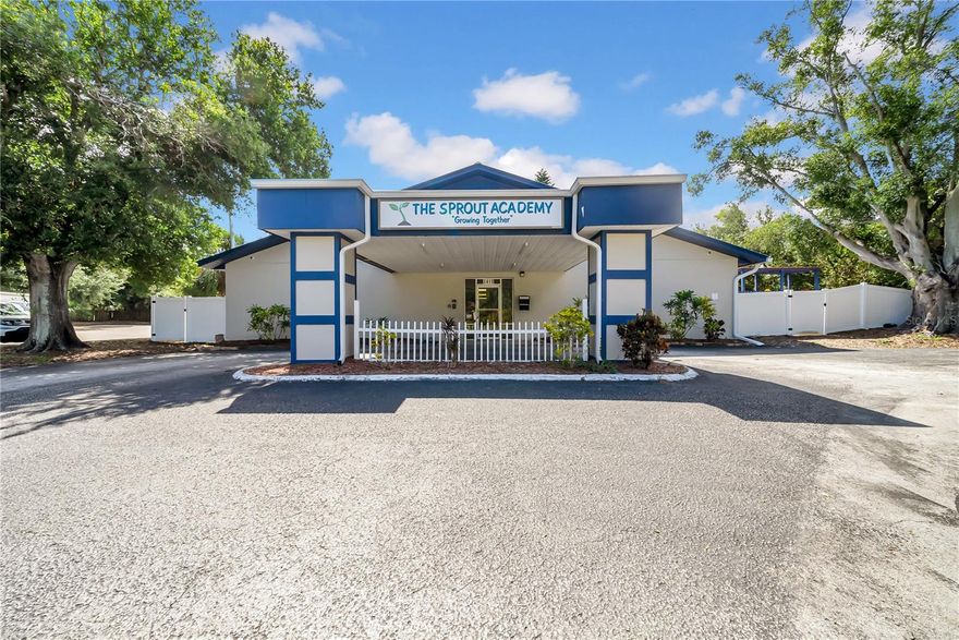 Property Description:
Fully updated 5,000 sq. ft. commercial building located at 1419 Sunset Point Road. Formerly used as a preschool. Features seven classrooms, each with a private bathroom. kitchen, laundry room, outdoor patio, covered portica Three air conditioning units, new roof, new flooring, and new drywall throughout large private parking lot, in highly populated area, All improvements completed with permits. Property can be rezoned for alternate commercial or professional use. Excellent location—approximately one mile from Edgewater Drive, two miles to downtown Dunedin, and five miles to Clearwater Beach.
