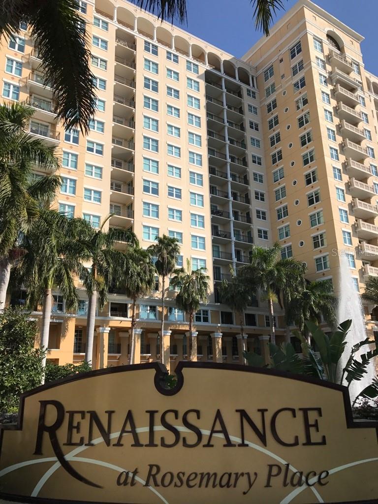 PRICED TO SELL...the perfect opportunity to purchase a downtown condo and make it your own. Large one bedroom in need of updates and paint. Located in desirable Rosemary District directly across the street from BAY PARK. The Renaissance is an amenity rich high rise that offers lots to do .....swimming, exercise, and social events or if you desire to leave the building, there are countless things to do just steps away, dining, shopping and park events. So close to the CULTURAL establishments such as the Van Wezel Preforming Arts, the Opera House, the Symphony, the Selby Library and Selby Gardens.....a most fabulous place to live. This is a true opportunity for someone, make your appointment today.