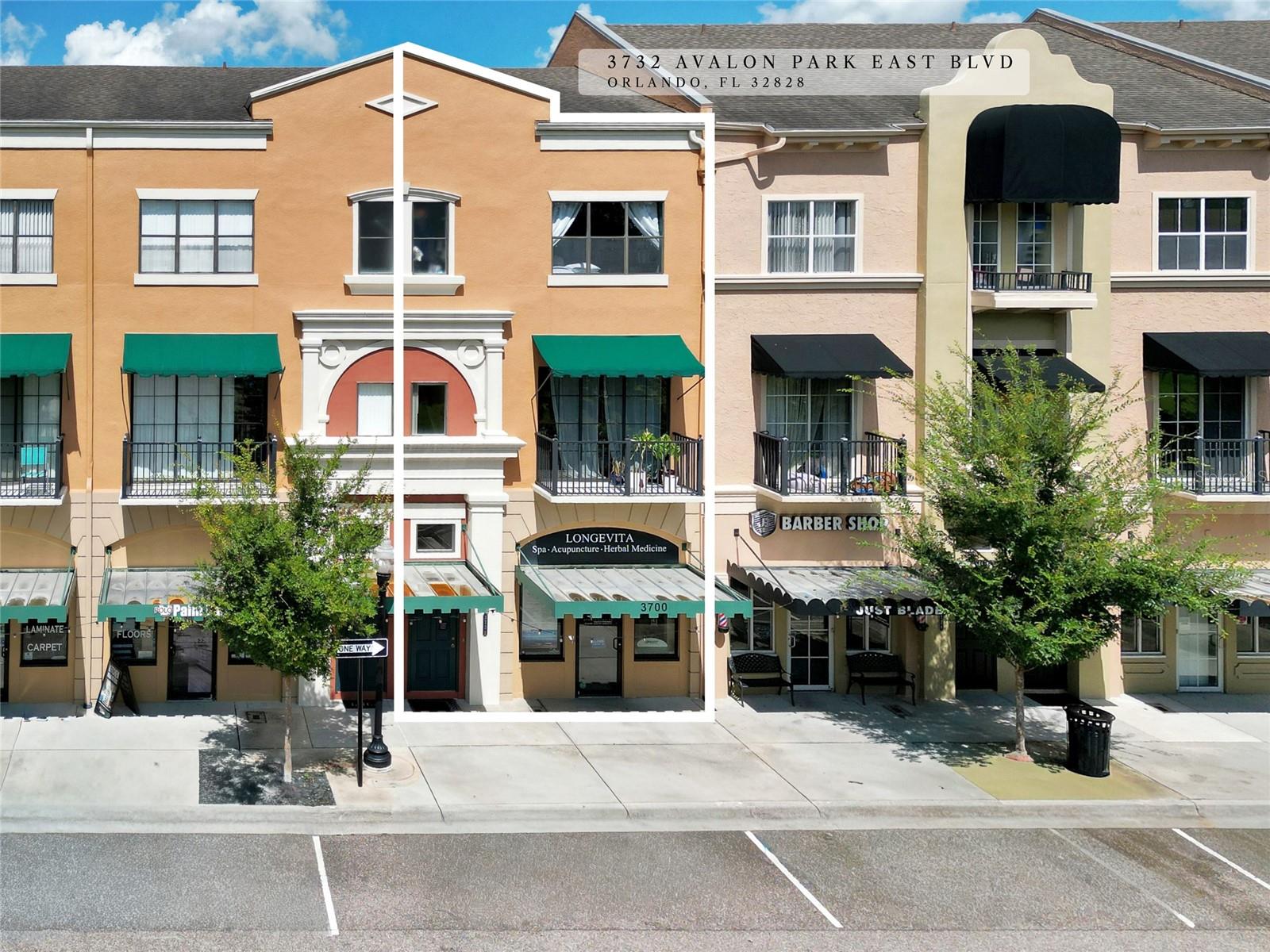 Turnkey live–work in Avalon Park: an approx. 1,200 SF, fully gut-renovated, air-conditioned commercial level plus an approx. 1,800 SF residence above. The street level is purpose-built for spa/wellness or professional use with a welcoming reception, office, storage, and multiple treatment/consult rooms featuring collapsible folding walls that open to create larger suites or a conference/meeting area. A rear room includes a full shower; there’s a fully updated designer public bath for clients and an additional rear bathroom beside the utility/laundry and extra storage. Parking is easy with ample street parking in front and a rear lot for overflow. Upstairs, the home is bright and move-in ready with a great room (living/dining combo) opening to a balcony overlooking the park, a kitchen with ample cabinetry, pantry, island with eat-in counter and full appliances, a main-level bedroom/office with adjacent half bath, and an oversized private patio with stair access. The upper level offers a second bedroom with adjacent full bath (vanity storage + tub) and a generous primary suite with dual-sink vanity, stand-up shower, soaking tub, and walk-in closet. Immaculately maintained, and the current owner-operator is open to remaining post-closing and signing a lease (sale-leaseback potential). Strong rental appeal for both levels—ideal for an owner-user seeking convenience and visibility or an investor aiming for flexible, two-income potential—in the heart of Avalon Park’s walkable downtown of shops, dining, parks, pools, dog parks, ~16 miles of trails, proximity to schools, and ~10 miles to UCF.