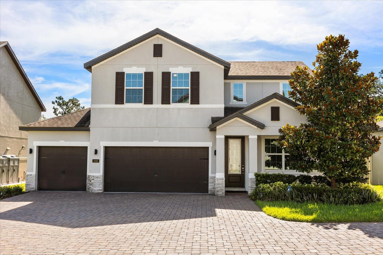 Welcome to your dream home in the gated community of Oakmont Reserve! Built in 2018, this like new, energy-efficient beauty offers the perfect blend of style, comfort, and space. The heart of the home is the spacious kitchen, featuring Quartz countertops, 42” espresso cabinets, stainless steel appliances, and plenty of room for family meals and entertaining. The first floor primary suite offers a private retreat with dual sink vanity, a large soaking tub, separate walk-in shower, and an oversized walk-in closet. Upstairs is where the fun happens! A large loft provides the perfect hangout spot for homework, play, or movie nights, plus there are 3 additional large bedrooms- each with a walk-in closet. Step outside the french doors to your oversized screened-in brick paver patio and enjoy peaceful evenings with no rear neighbors. With a 3-car garage, there’s room for all your vehicles, bikes, and weekend adventure gear. Located in highly rated Seminole County school zones, just 20 minutes from Downtown Orlando and less than an hour to Florida’s famous beaches—this home offers convenience, comfort, and a community you’ll love. Welcome Home!